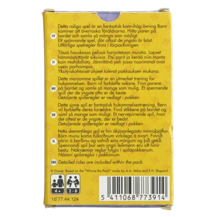 Winnie the Pooh hukommelsesspil fra Disney (str. 6,5x6,5 cm)