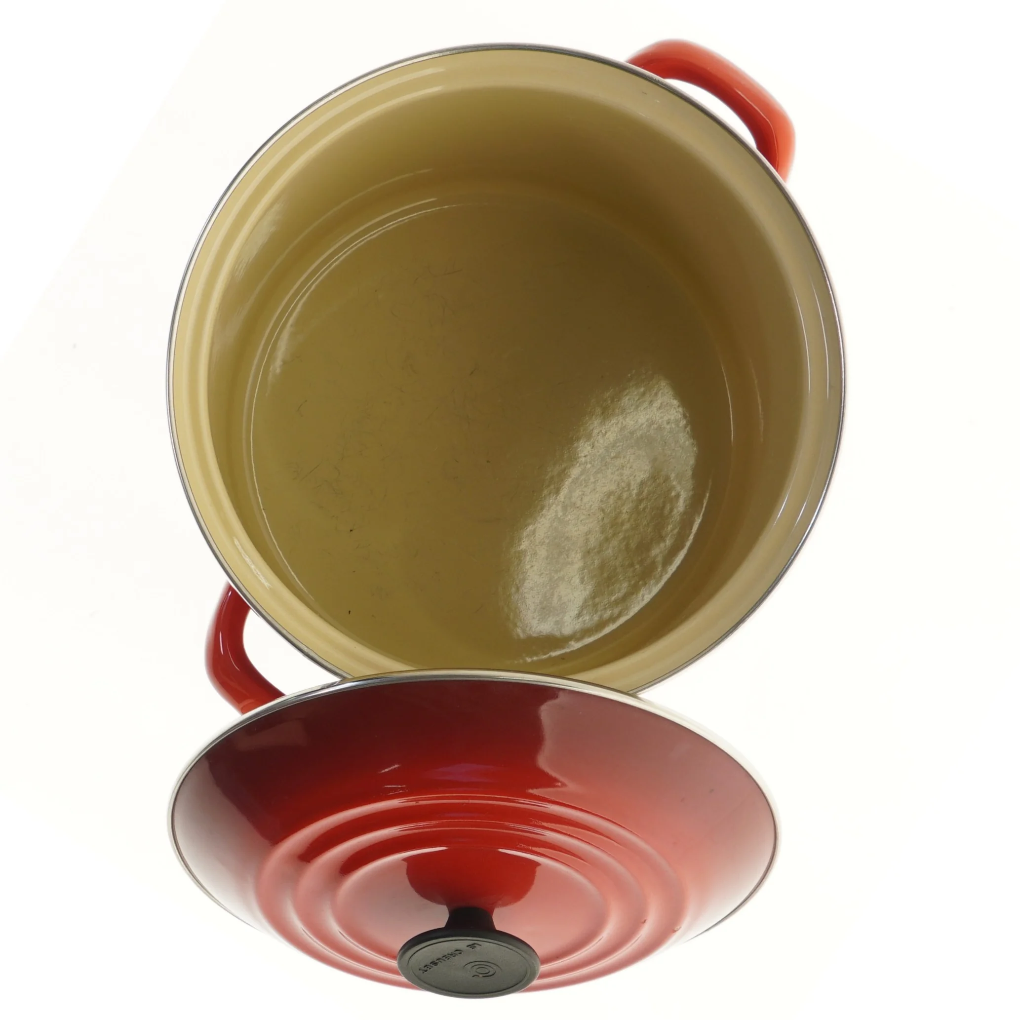 Rød gryde med låg fra Le Creuset (str. Ø 22x20 cm)