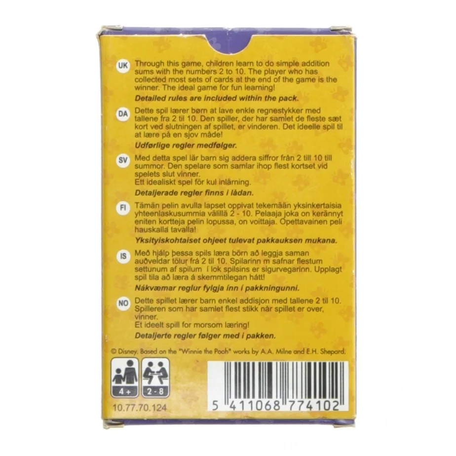 Winnie the Pooh kortspil fra Disney (str. 10x6,5 cm)