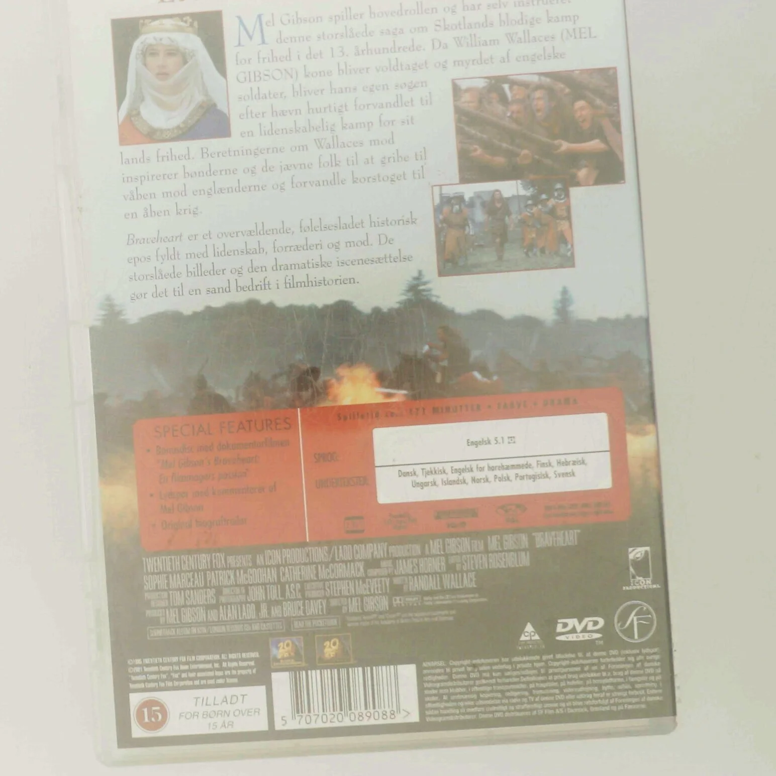 Braveheart med Mel Gibson (DVD)