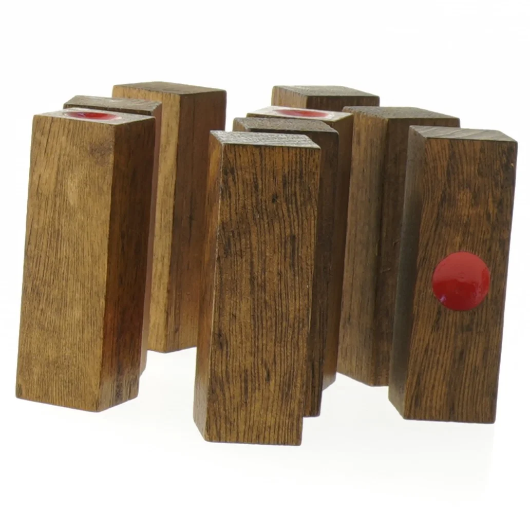 Træklodser med røde prikker (str. 9 stk 7,5x2,5 cm)