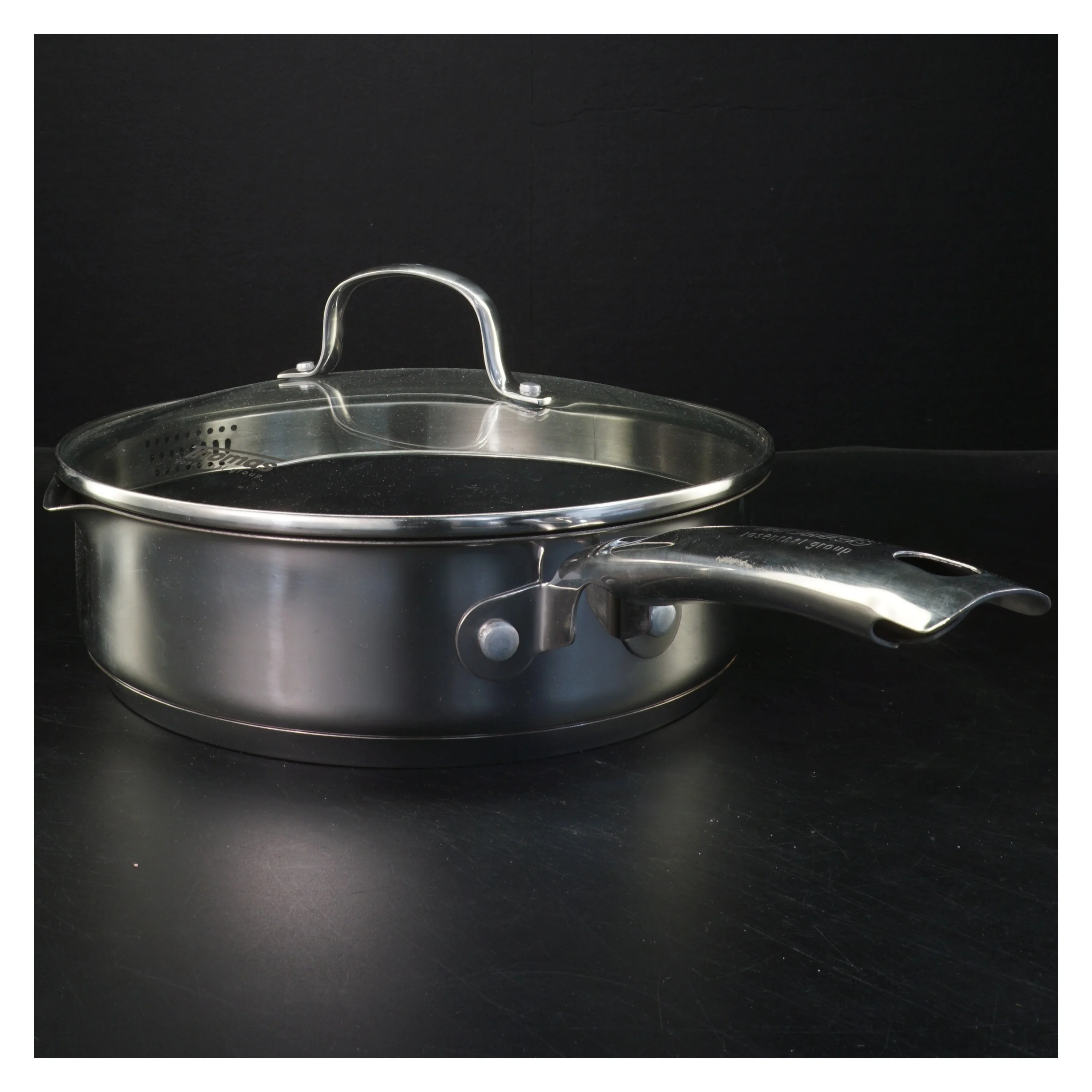 Stål stegepande med låg (str. Ø 26x7 cm)