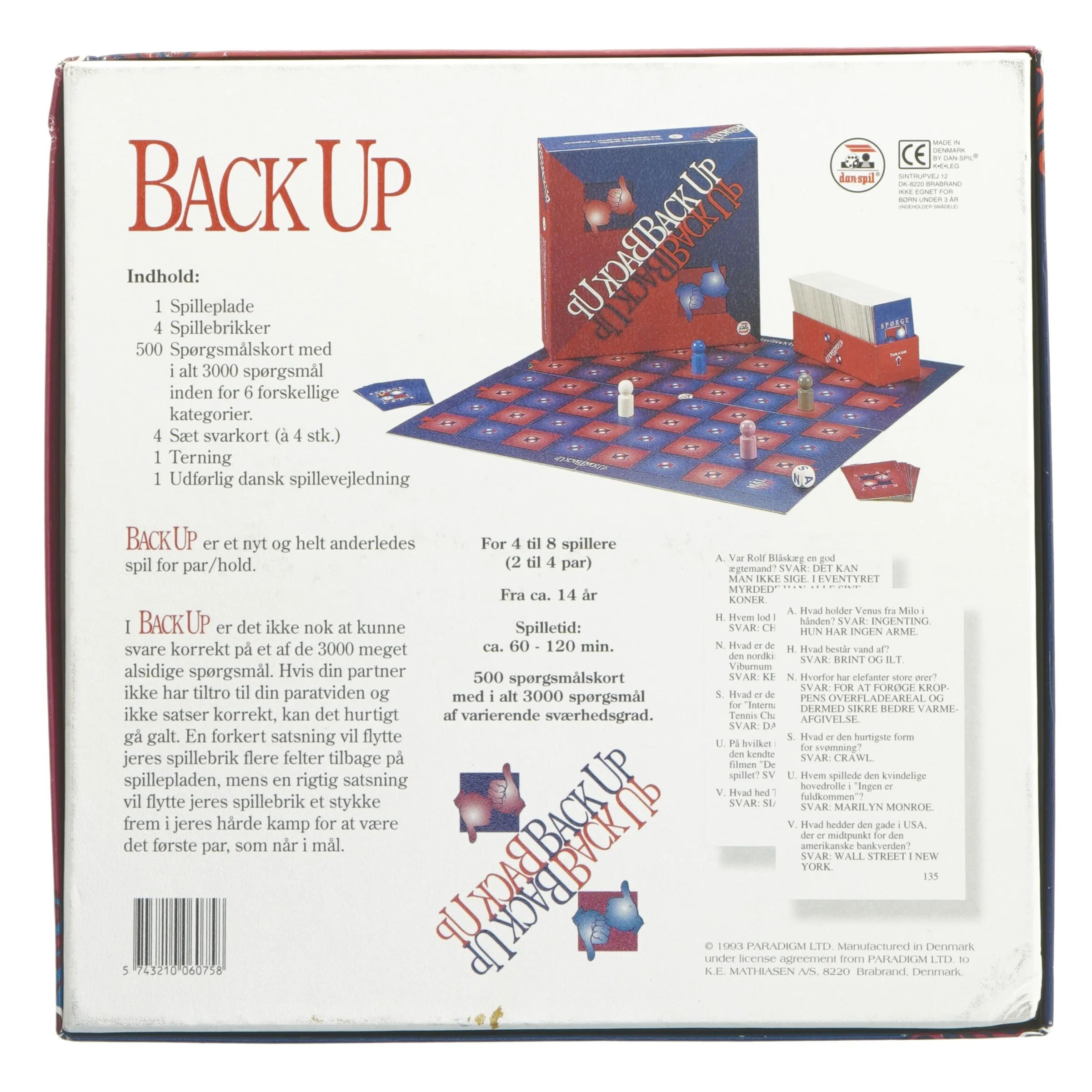 Back Up brætspil fra Danspil (str. 27x27 cm)