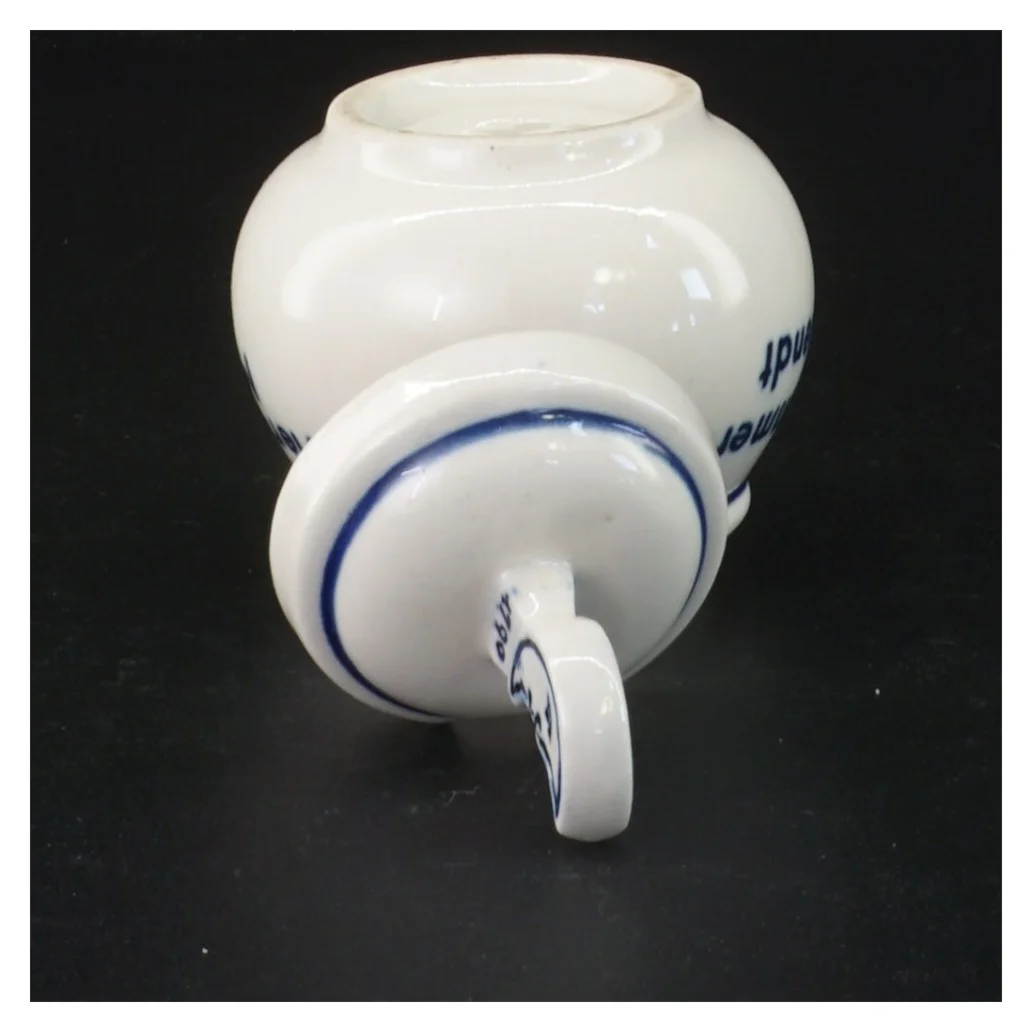 Porcelænskrukke med blåt mønster (str. 10 x 7 cm)