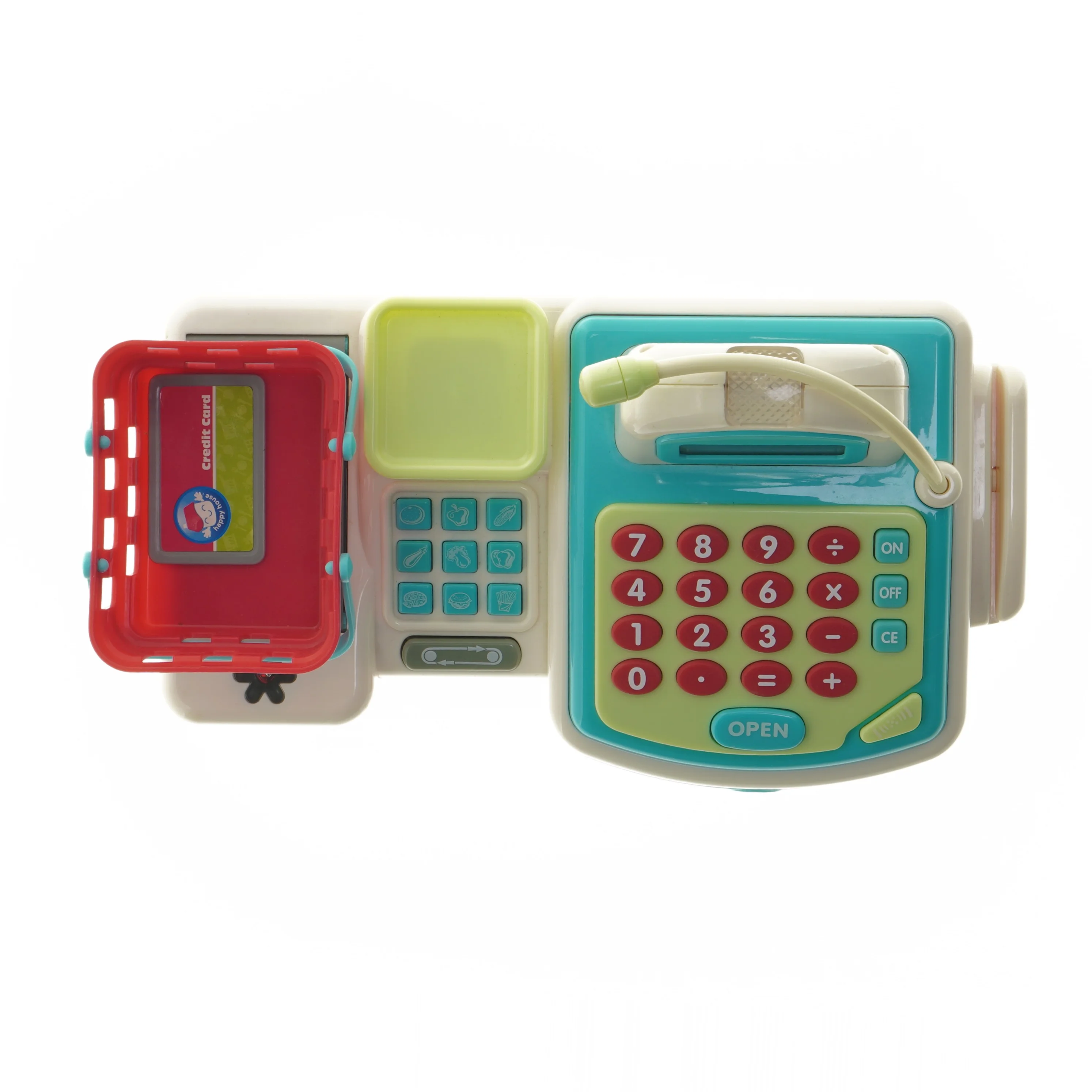 Legetøjs kasseapparat med mikrofon og kurv (str. 30x17,5 cm)