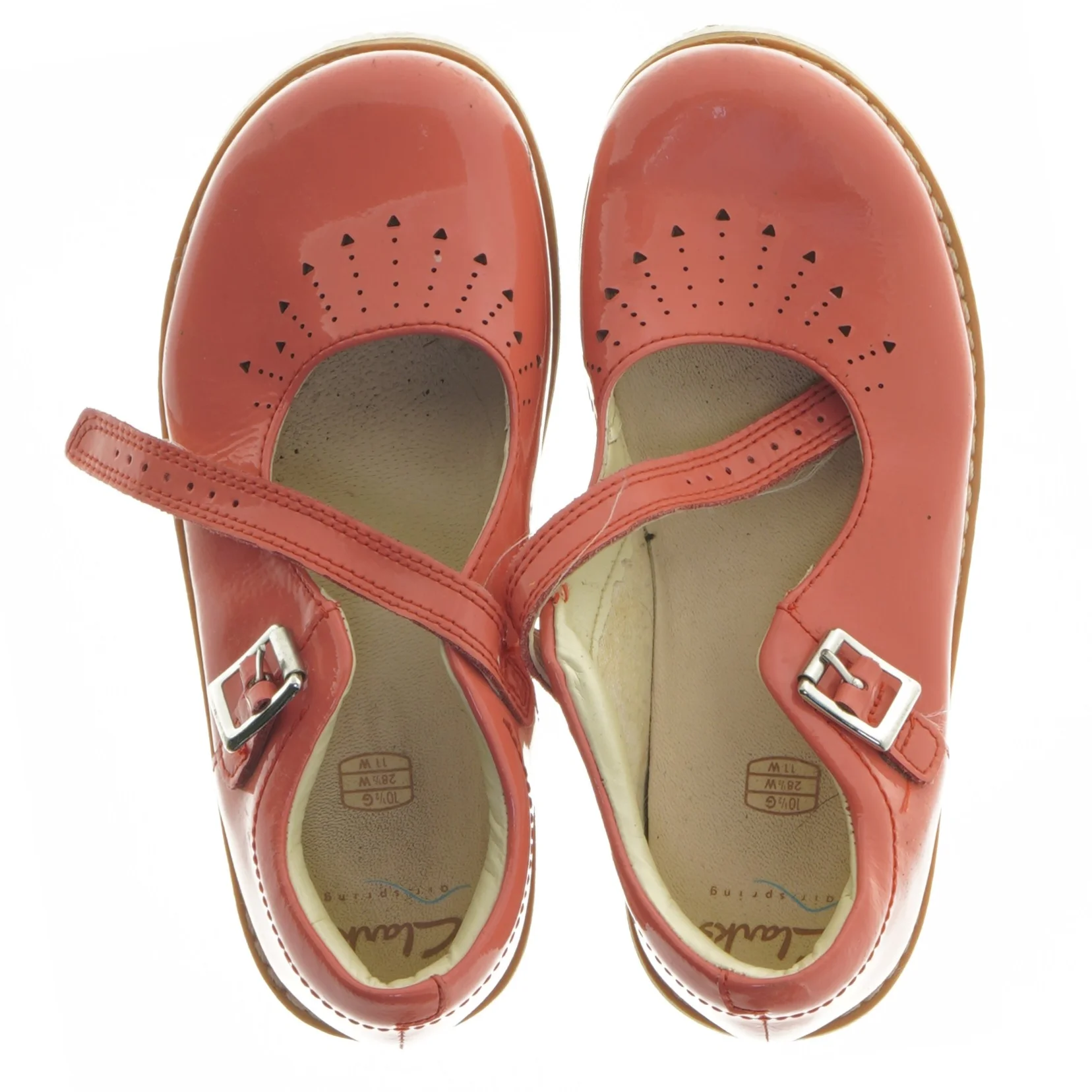  Røde pigesko med rem fra Clarks (str. længde 20 cm)