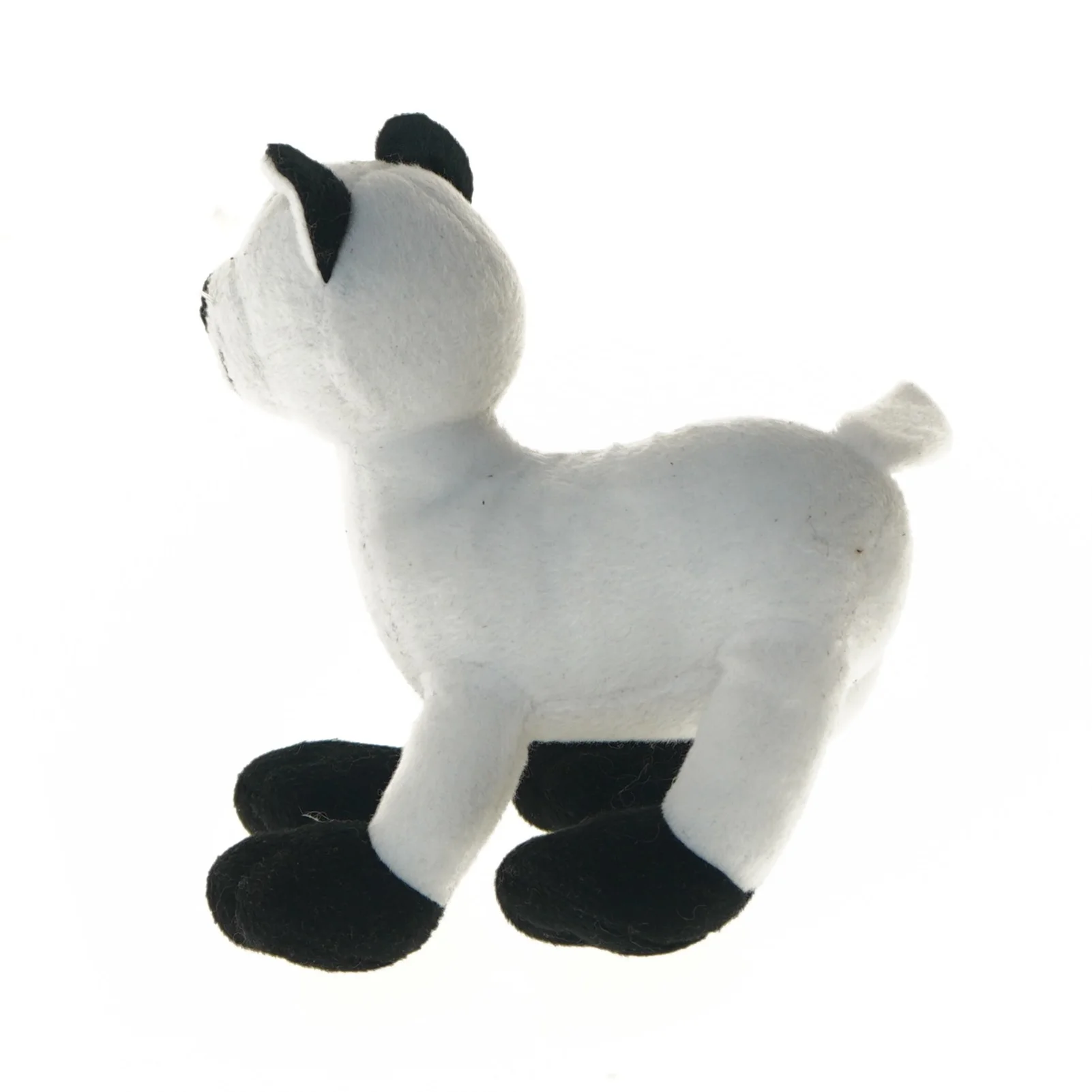 Hvid og sort tøjbamse kat (str. 17 cm)