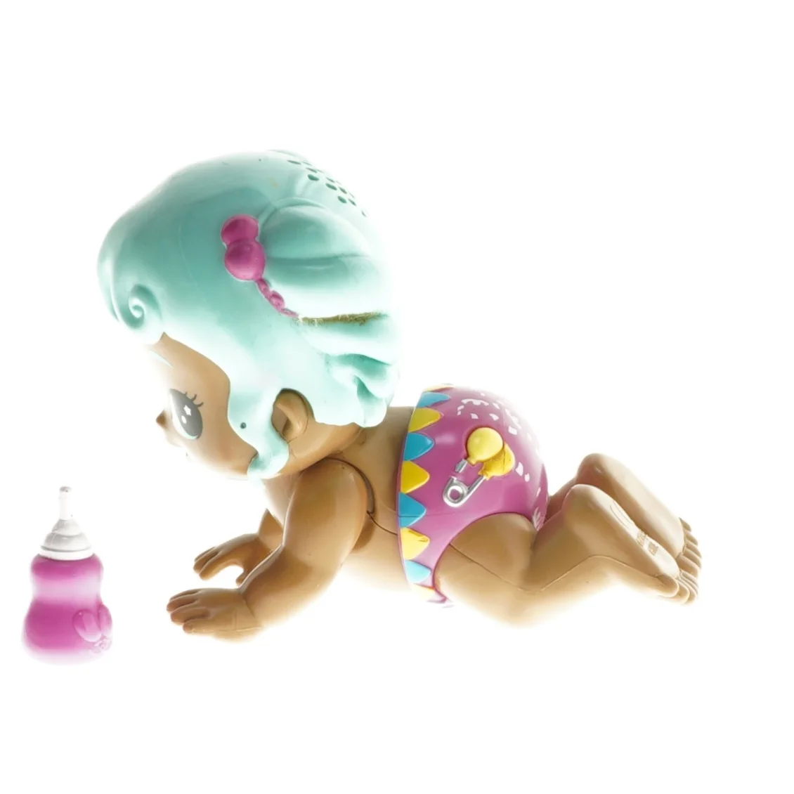 Plastikdukke med lyseblåt hår (str. 11 cm)