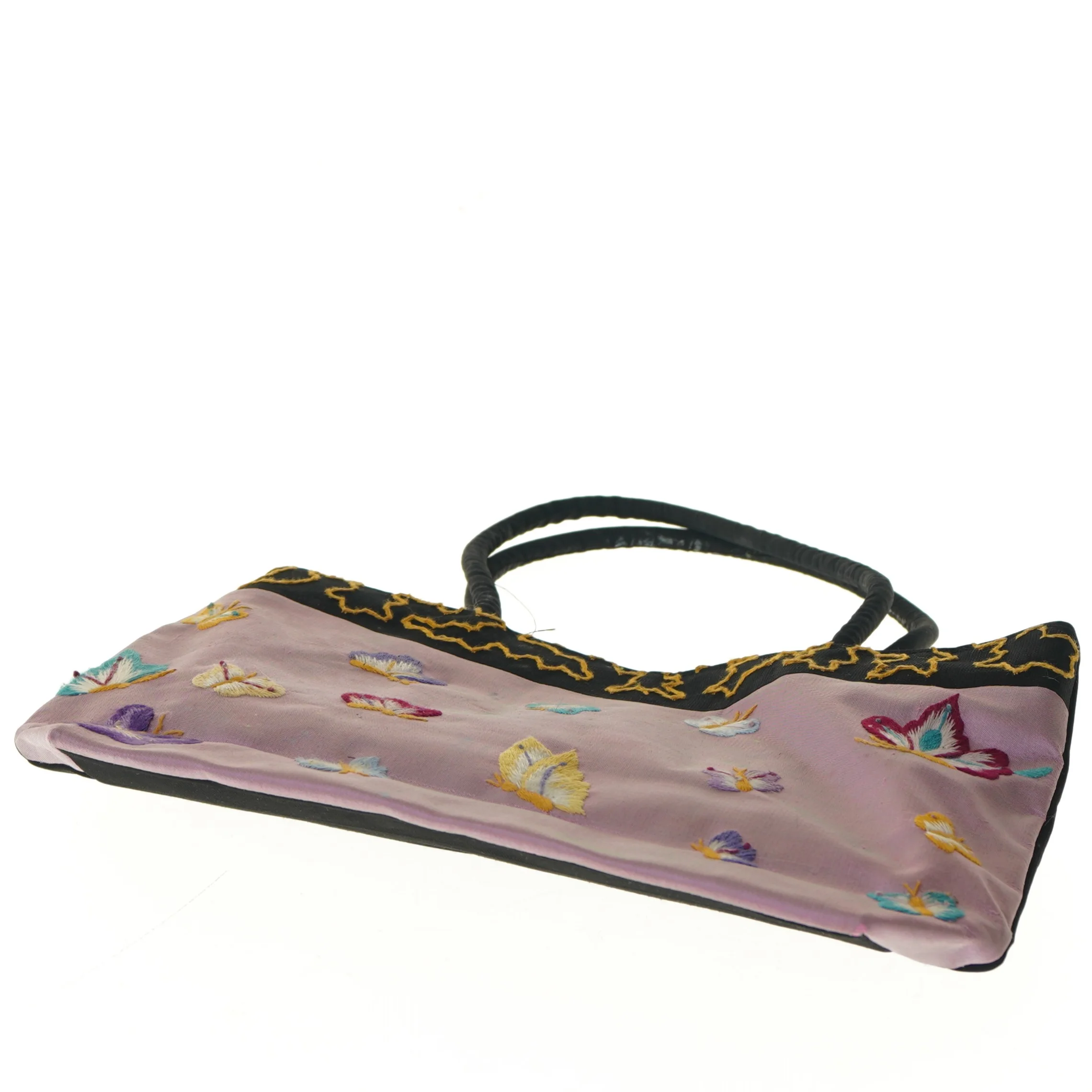 Broderet skuldertaske med sommerfugle (str. 18x31 cm)