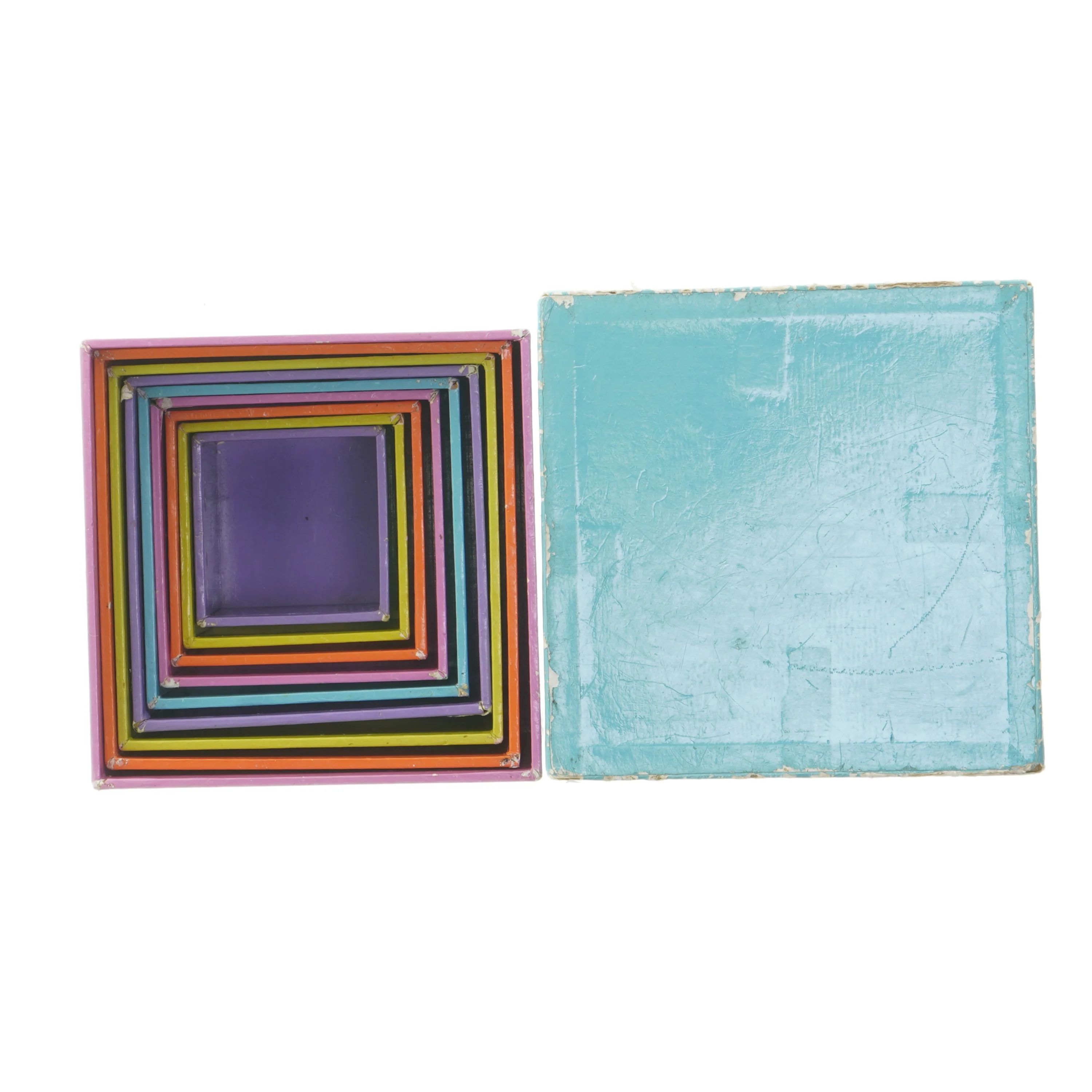 Farverige kasser (str. 15,5x15,5 cm)