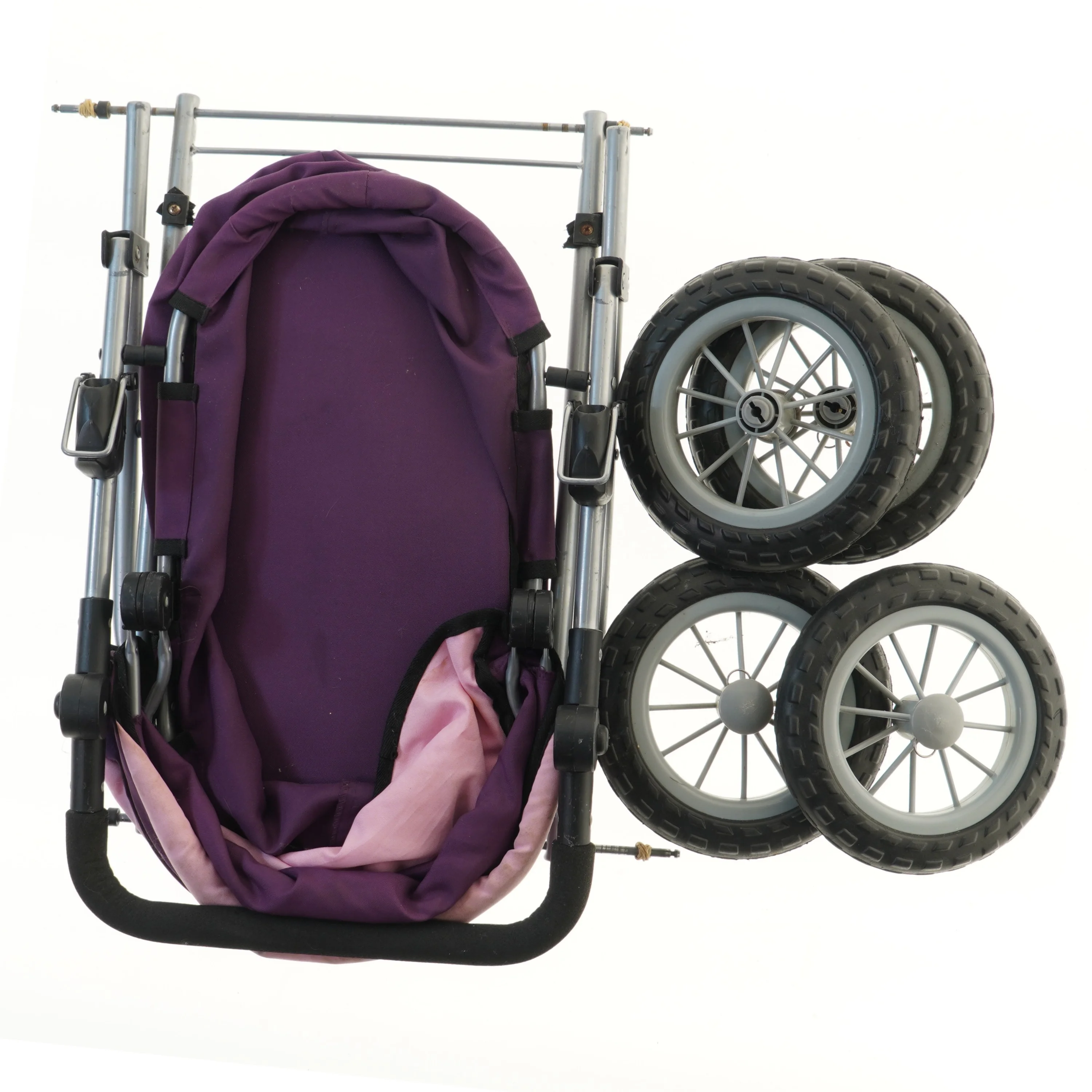 Dukke klapvogn med aftagelige hjul (str. 55x33 cm)