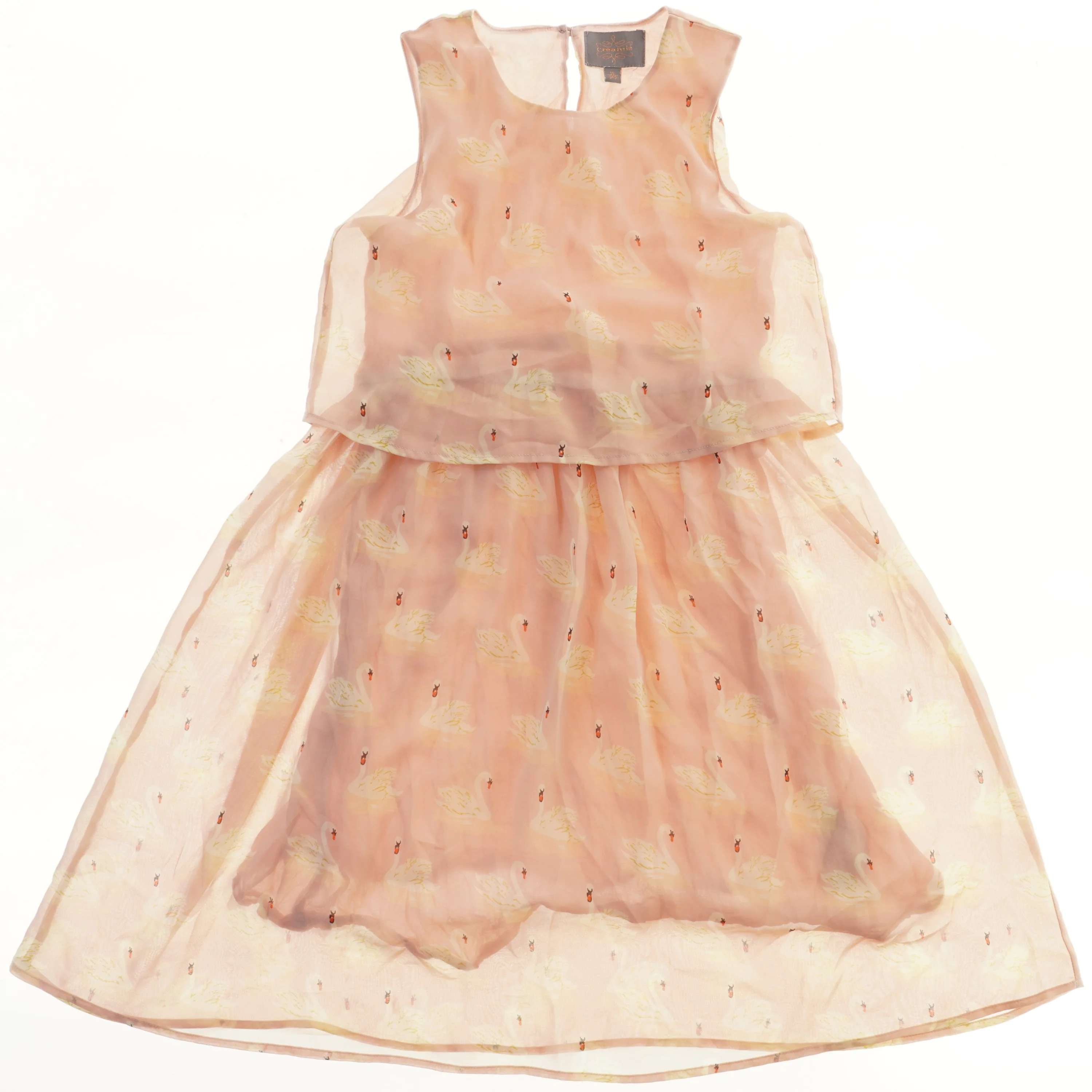 Ærmeløs kjole med svanemønster fra Creamie (str. 140)