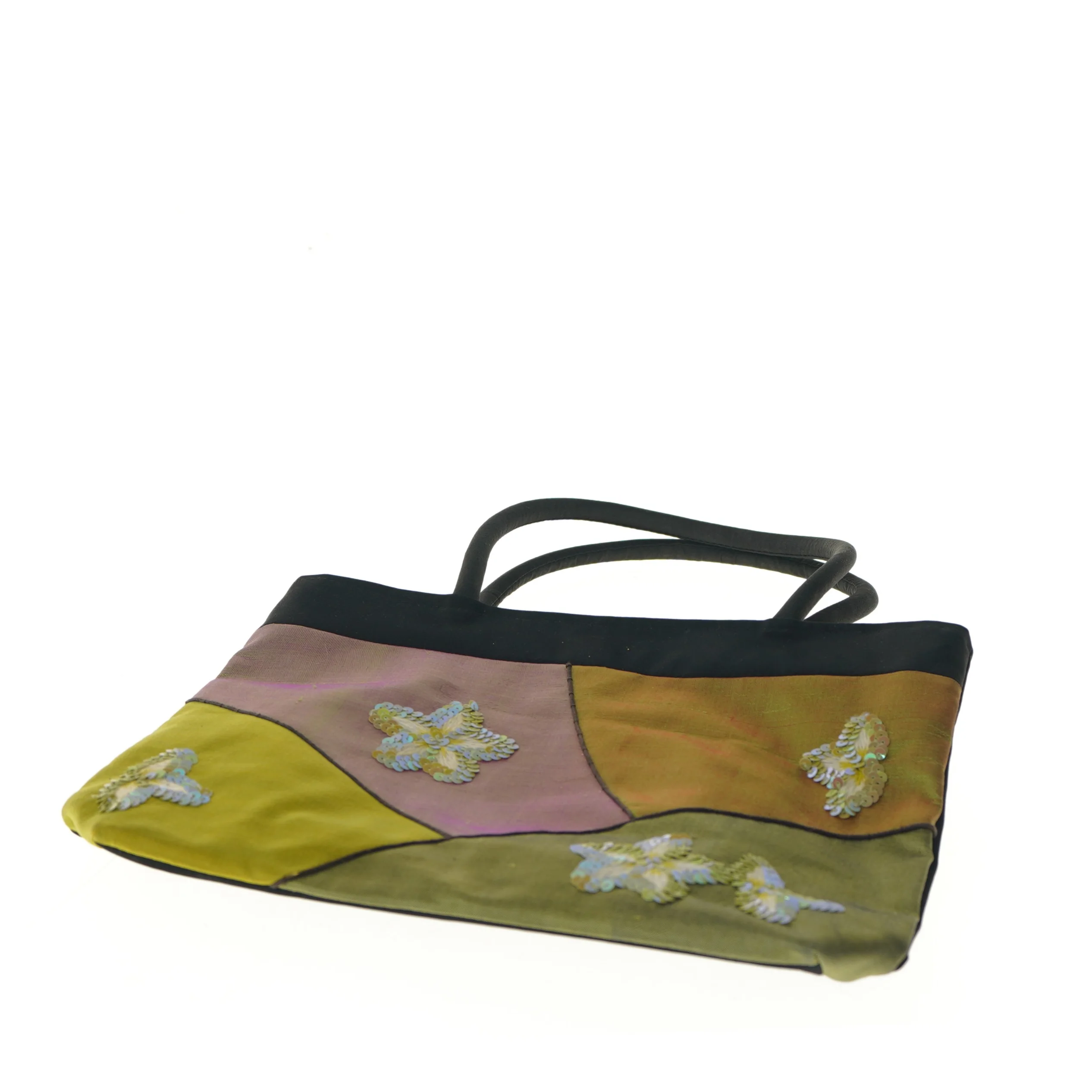 Tote taske med blomsterapplikationer (str. 27x22,5 cm)
