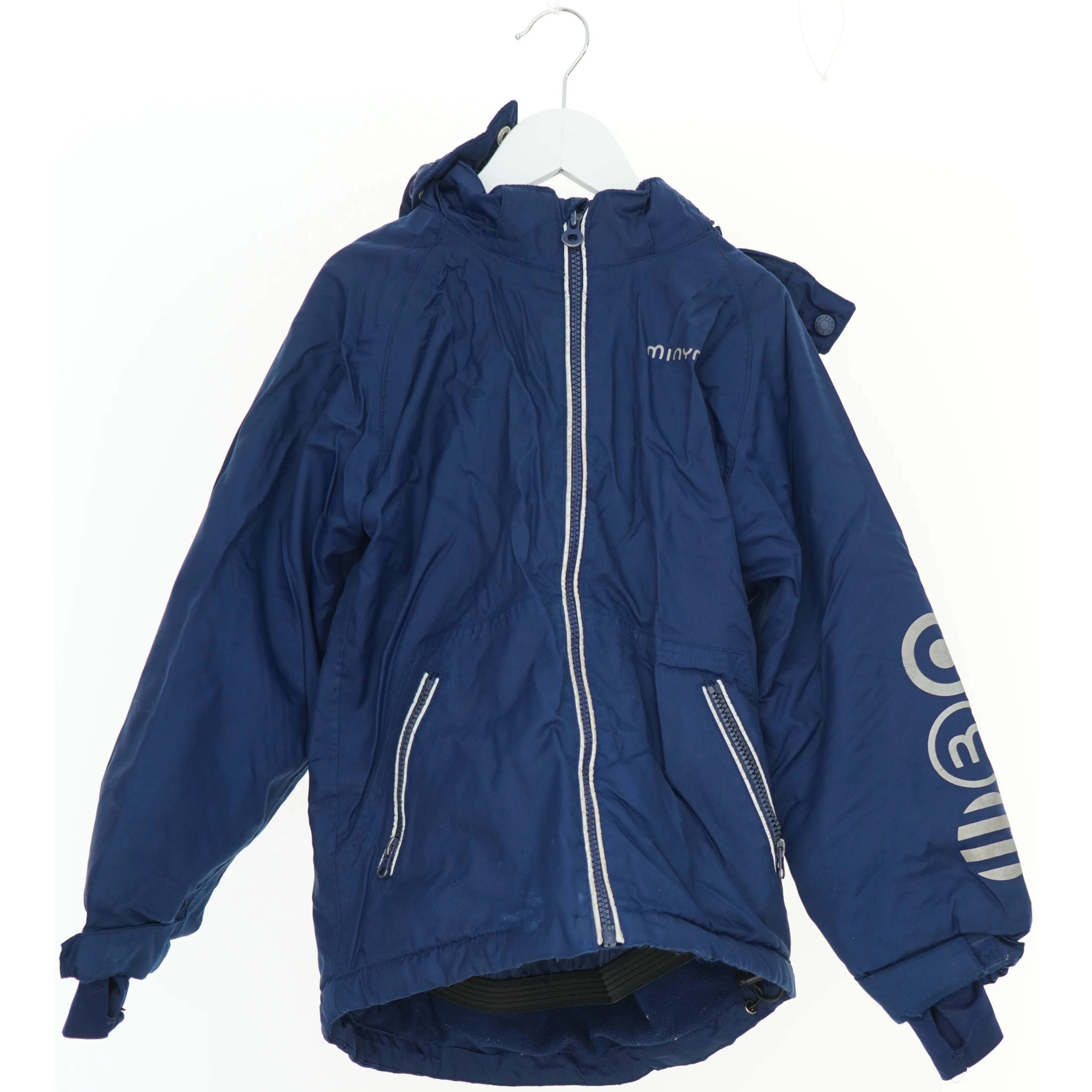 Vinterjakke med lynlås og hætte fra Minymo (str. 128)