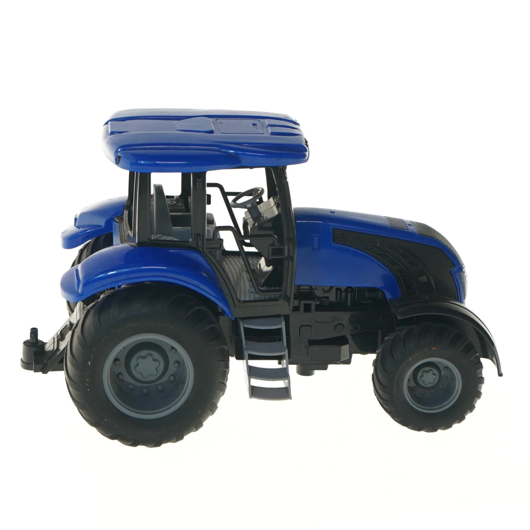 Lille blå modeltraktor med detaljer (str. 22 cm)