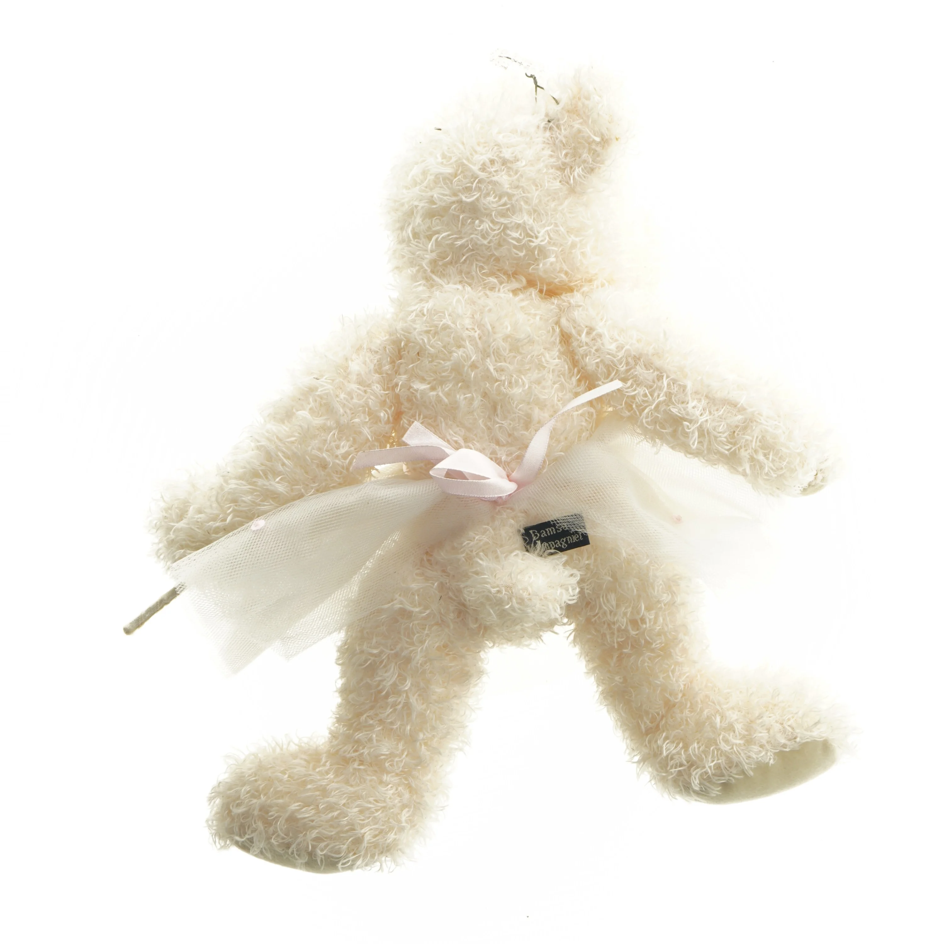 Hvid bamse med kjole og tryllestav fra Bamse Kompagniet (str. 35x25 cm)