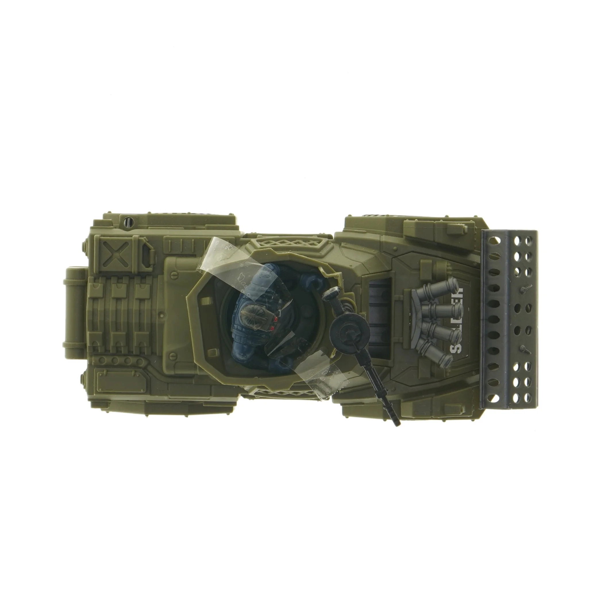 Soldat legetøjsbil med figur (str. 20,5x9 cm)