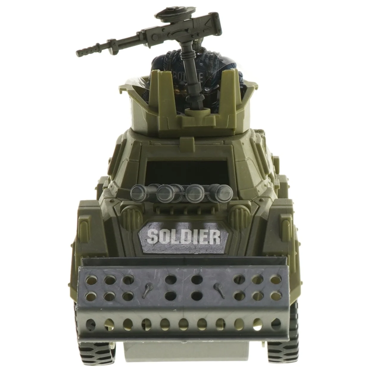 Soldat legetøjsbil med figur (str. 20,5x9 cm)