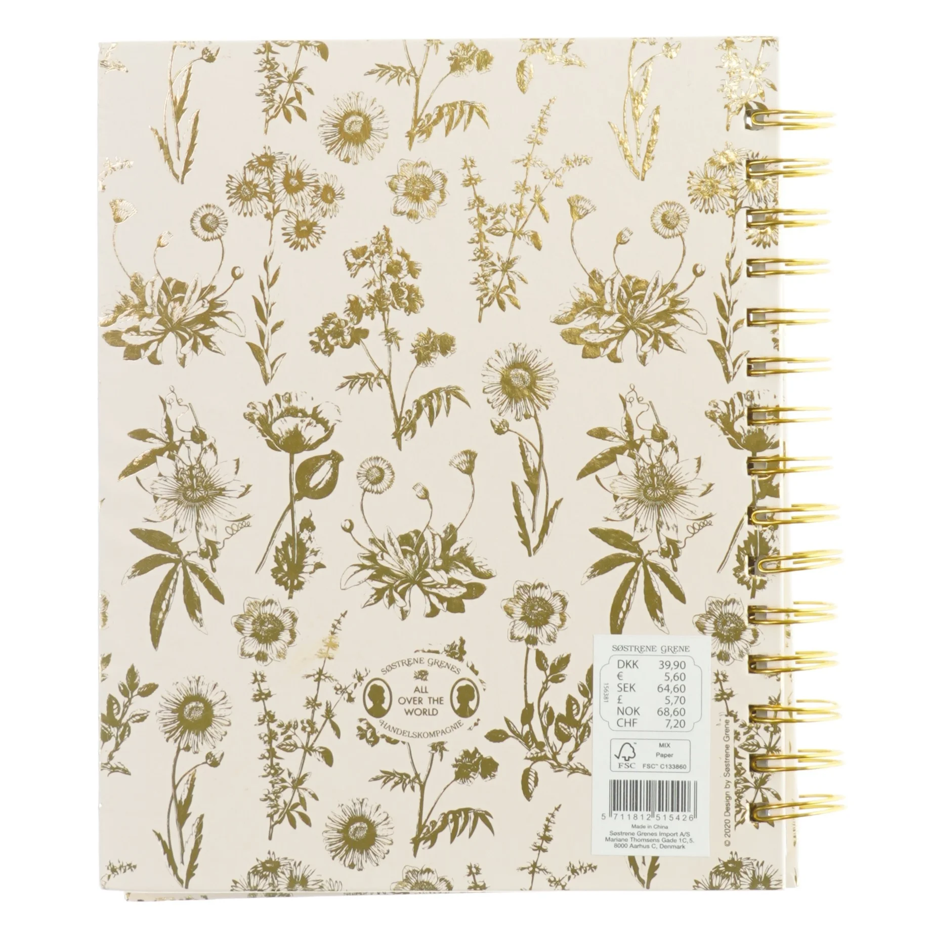 Spiralbundet planner med blomstermotiv fra Søstrene Grene