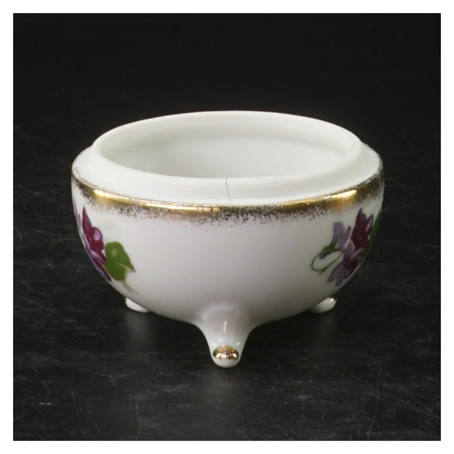 Porcelæns bonbonniere med blomstermotiv (str. Ø. 7,5 cm)