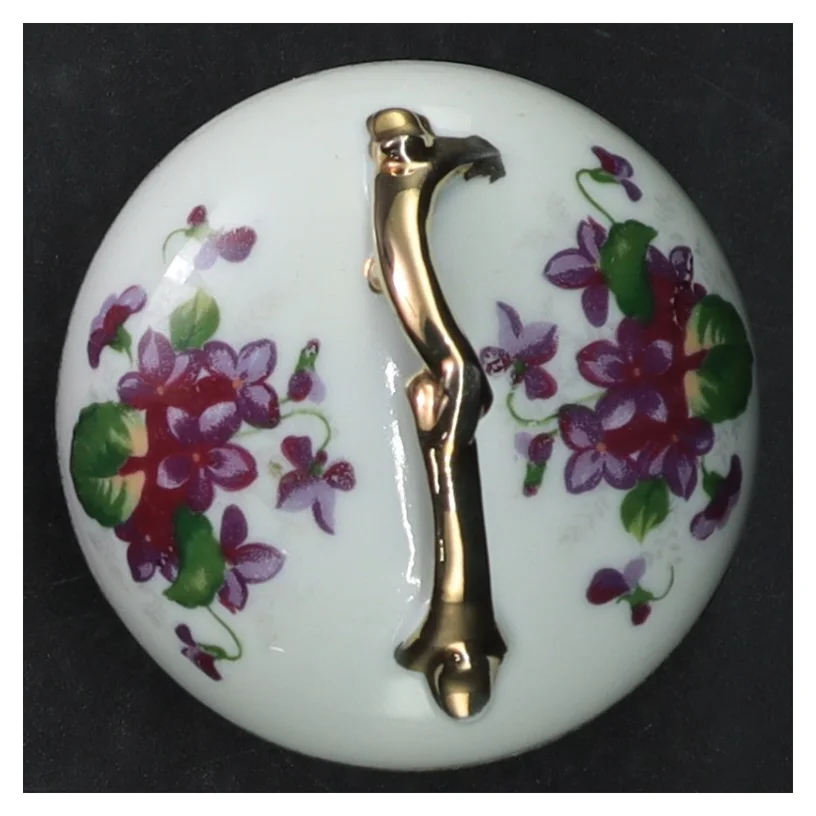 Porcelæns bonbonniere med blomstermotiv (str. Ø. 7,5 cm)