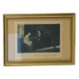 Gammel gylden træramme med billede “Beethoven spiller for den blinde pige” Carl Stenders Forlag  (27 x 20 cm)
