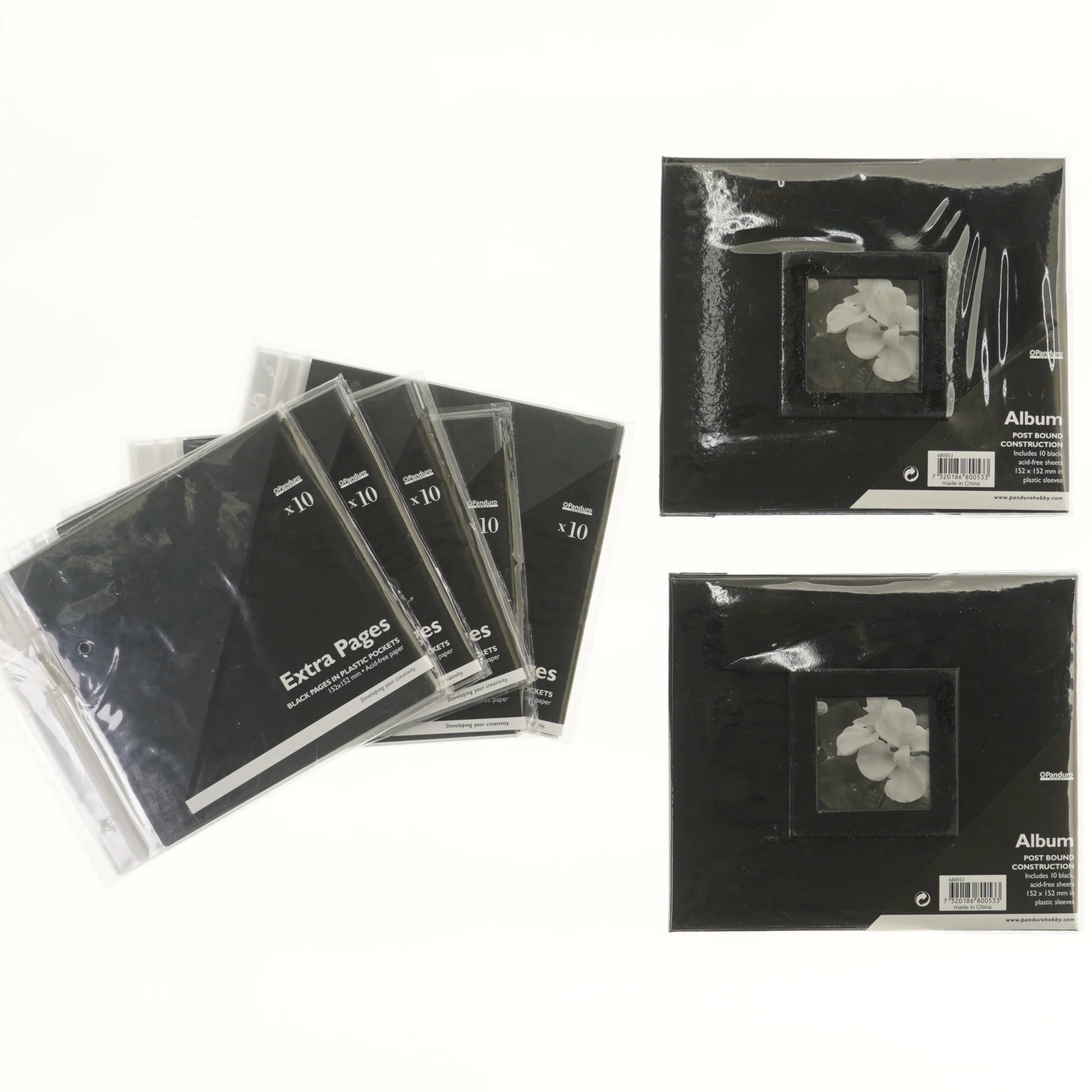  med mange ekstra sider/plastlommer 152x152 mm