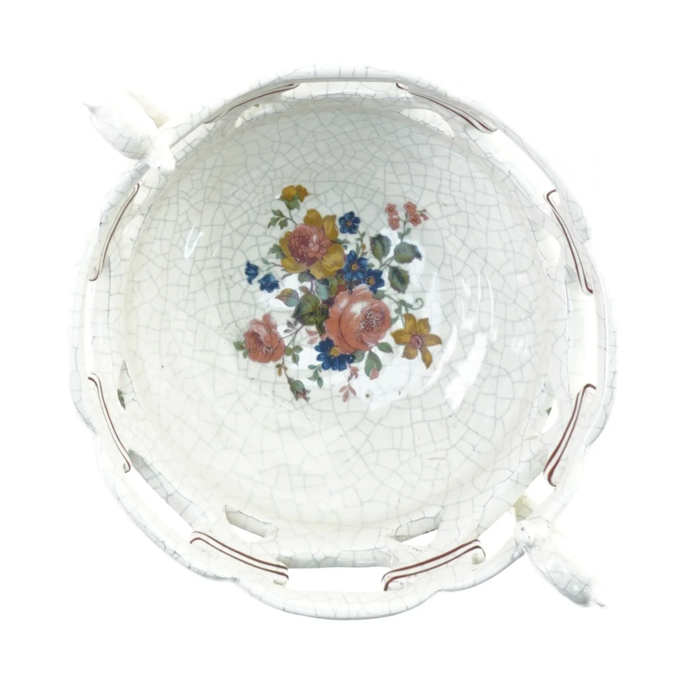 Opsats i porcelæn med blomstermotiv. (Højde 15 cm. Bredde 20 cm.)