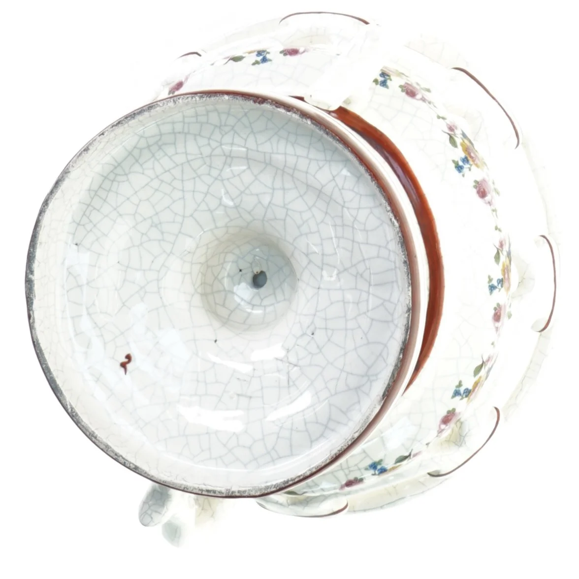 Opsats i porcelæn med blomstermotiv. (Højde 15 cm. Bredde 20 cm.)