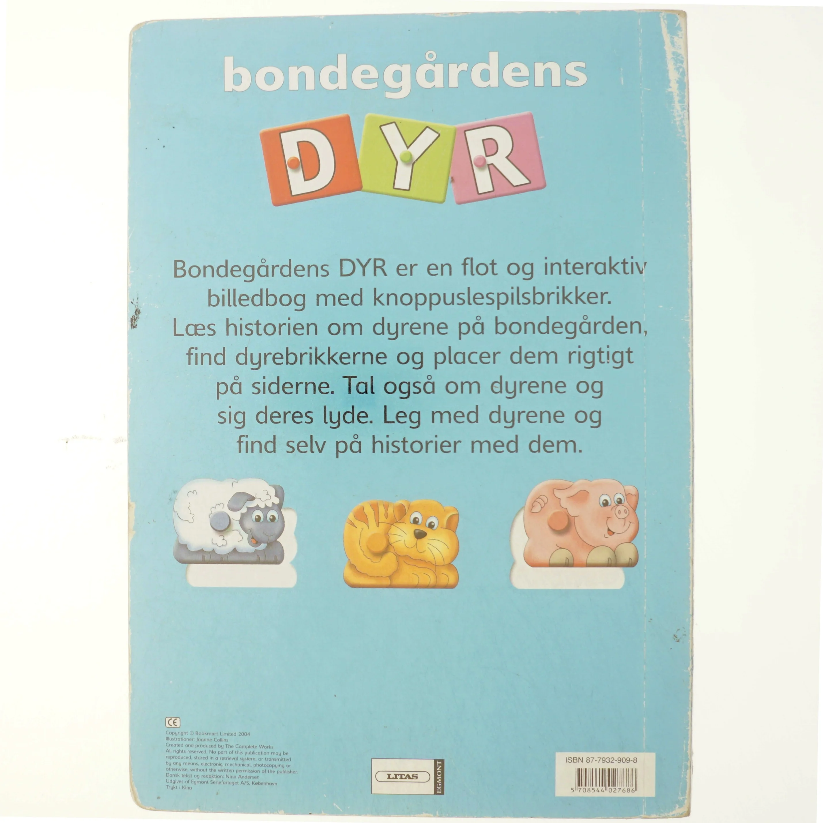 Bondegårdens dyr - interaktiv bog med puslespilsbrikker fra Litas