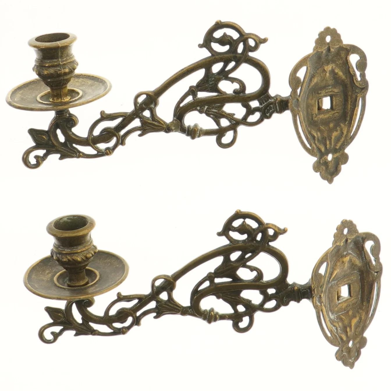 Antikke vægmonterede lysestager (str. 2 stk 26 cm)