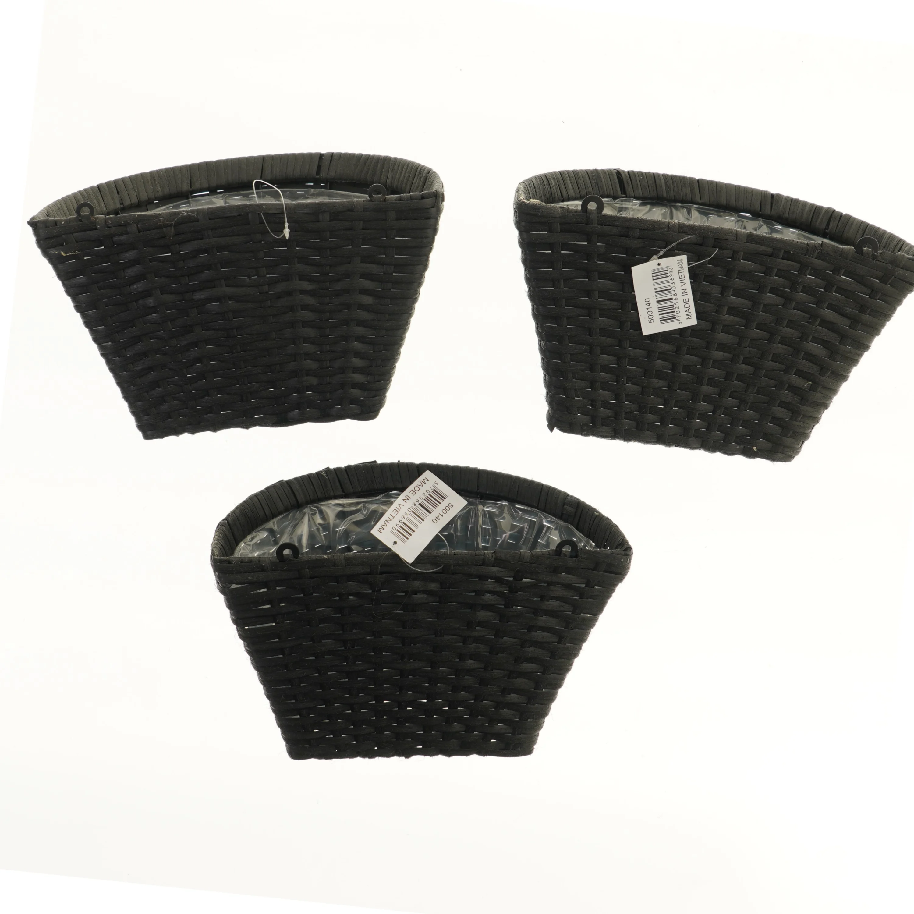 Tre vægkurve i sort flet (nye og ubrugte)