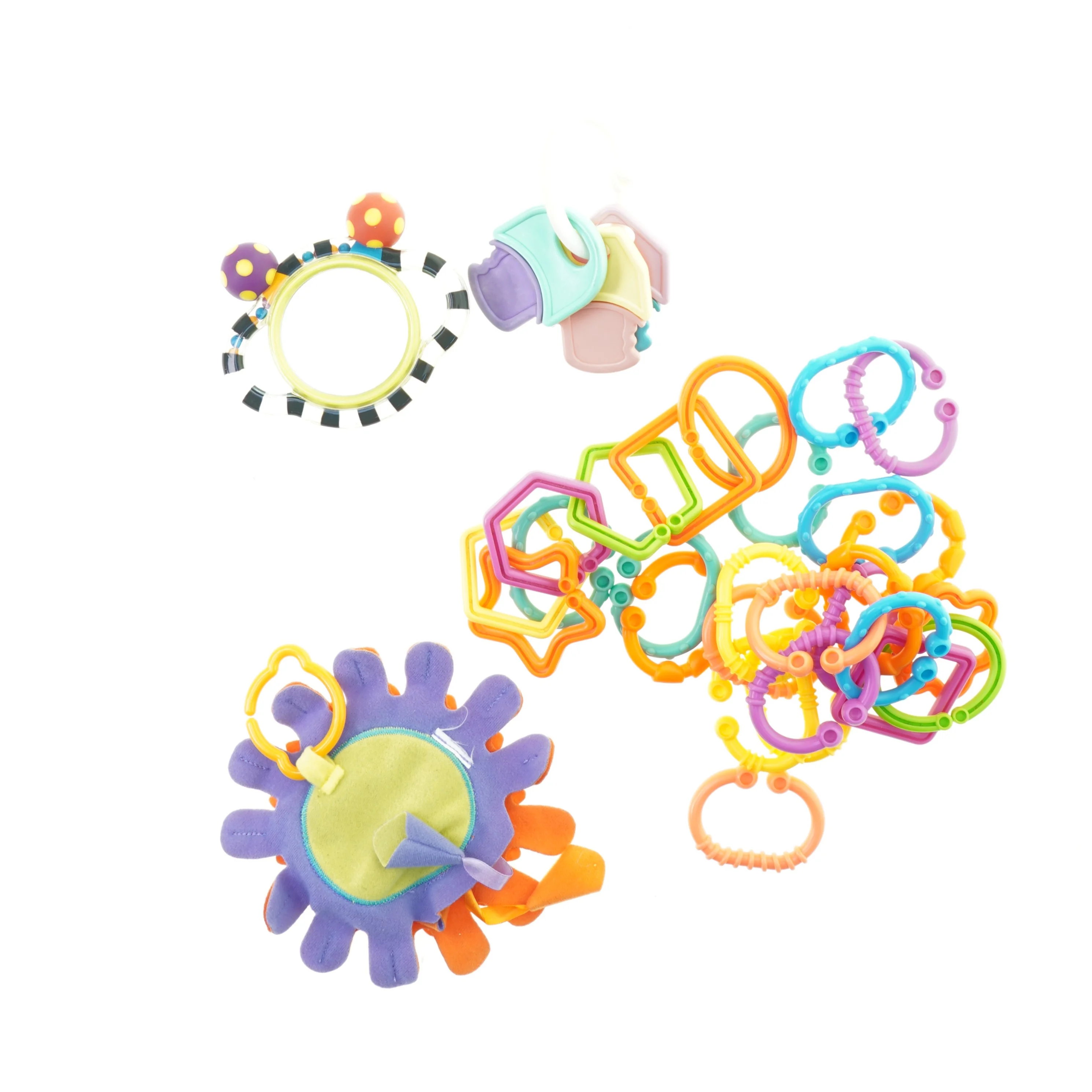 Legetøj til baby 4 dele - rangle, ringe, nøgler og sanse-sol
