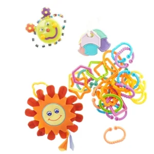 Legetøj til baby 4 dele - rangle, ringe, nøgler og sanse-sol