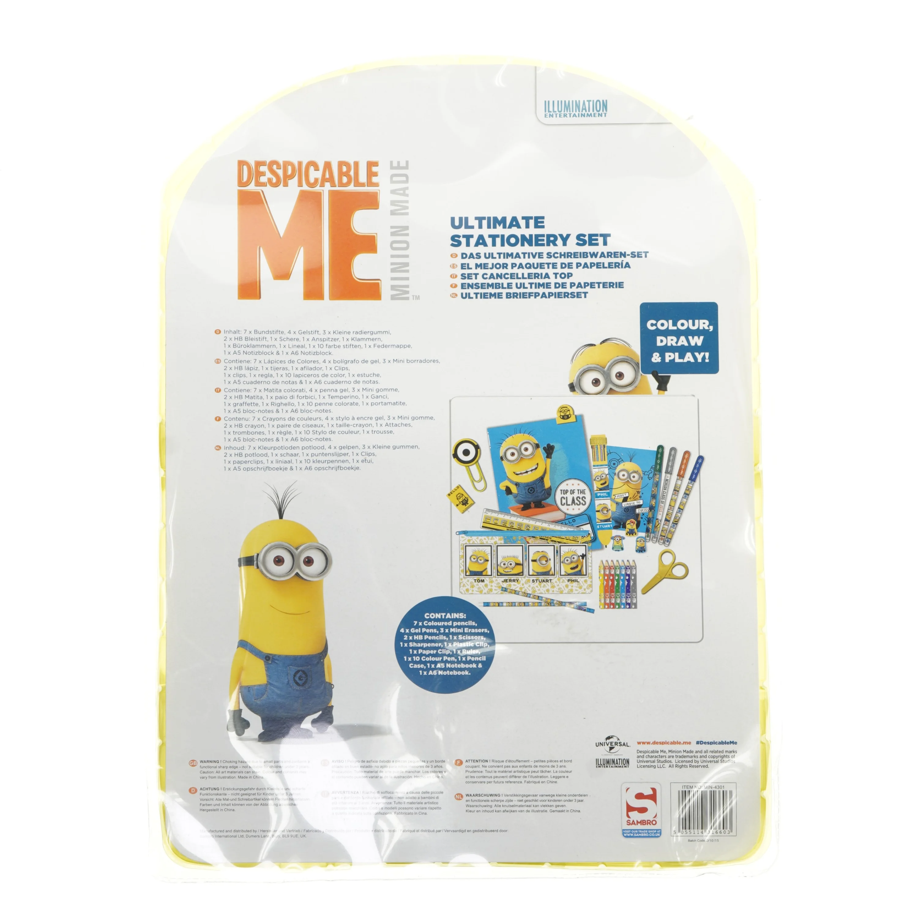 Minions stor skrivevaresæt fra Despicable Me (str. 46x35 cm)