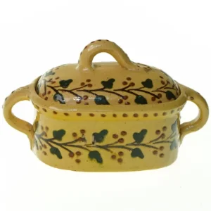 Keramik smål med låg (str. 14 x 9 x 6 cm)