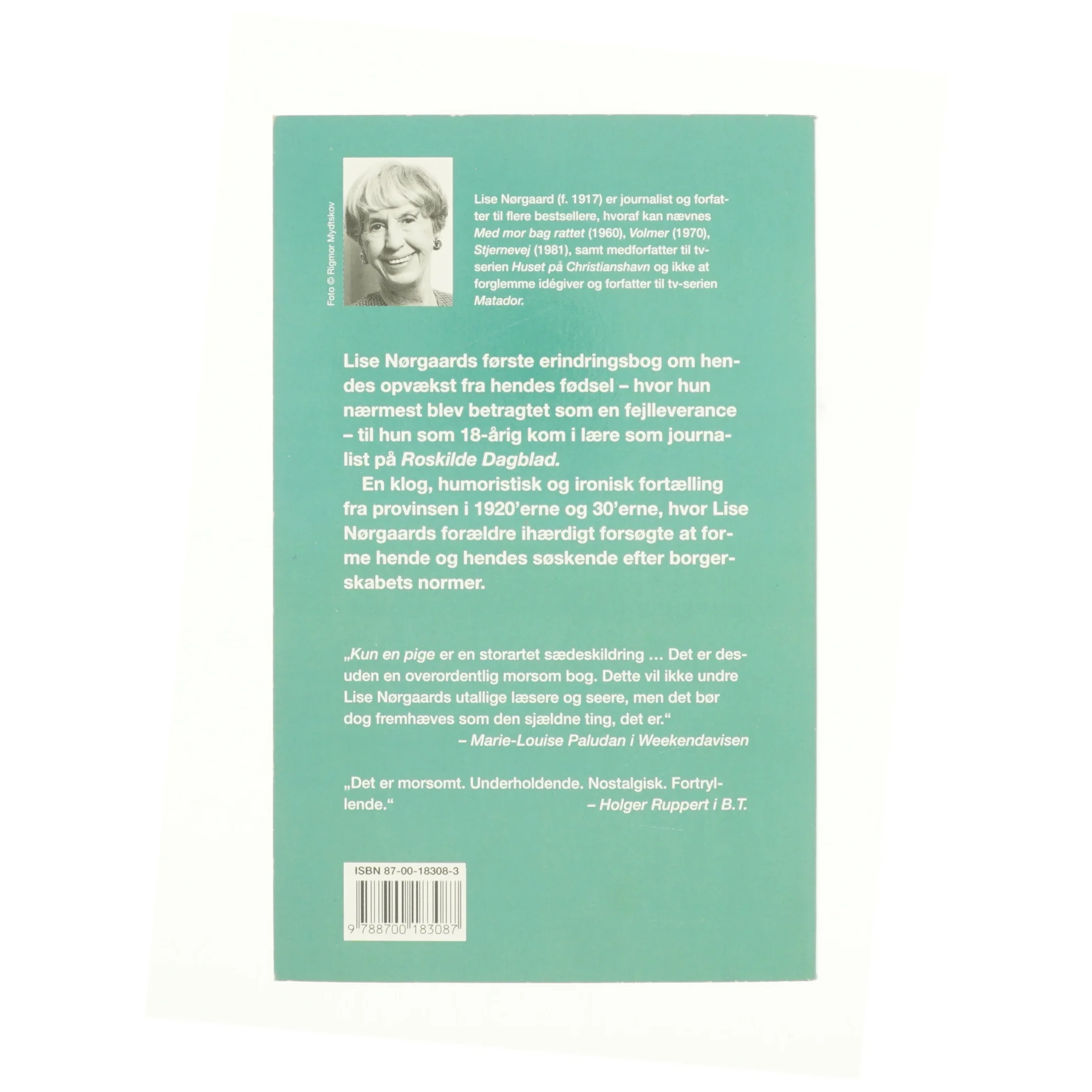 Kun en pige af Lise Nørgaard (f. 1917) (Bog)