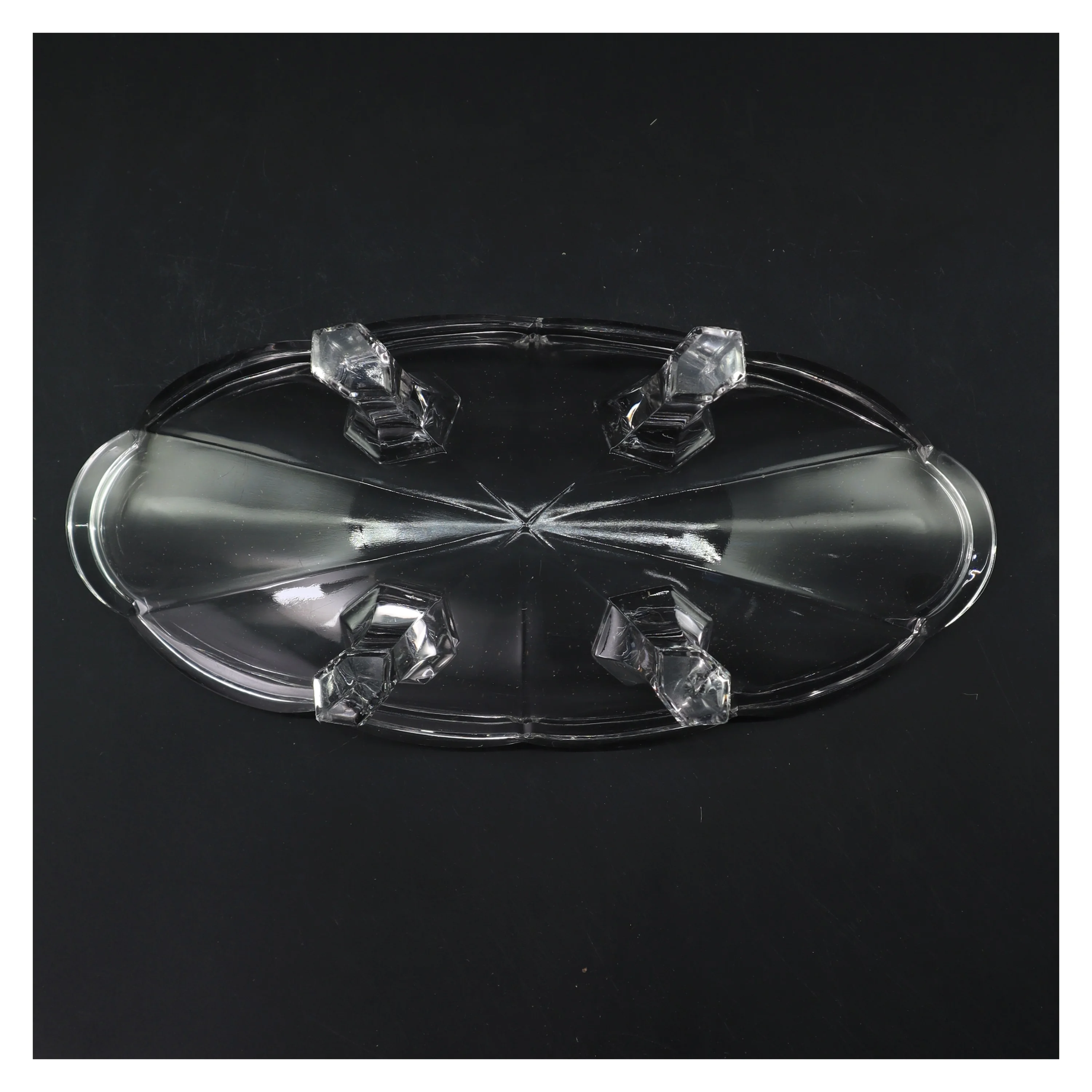 Glas serveringsskål på ben (str. 29 cm)