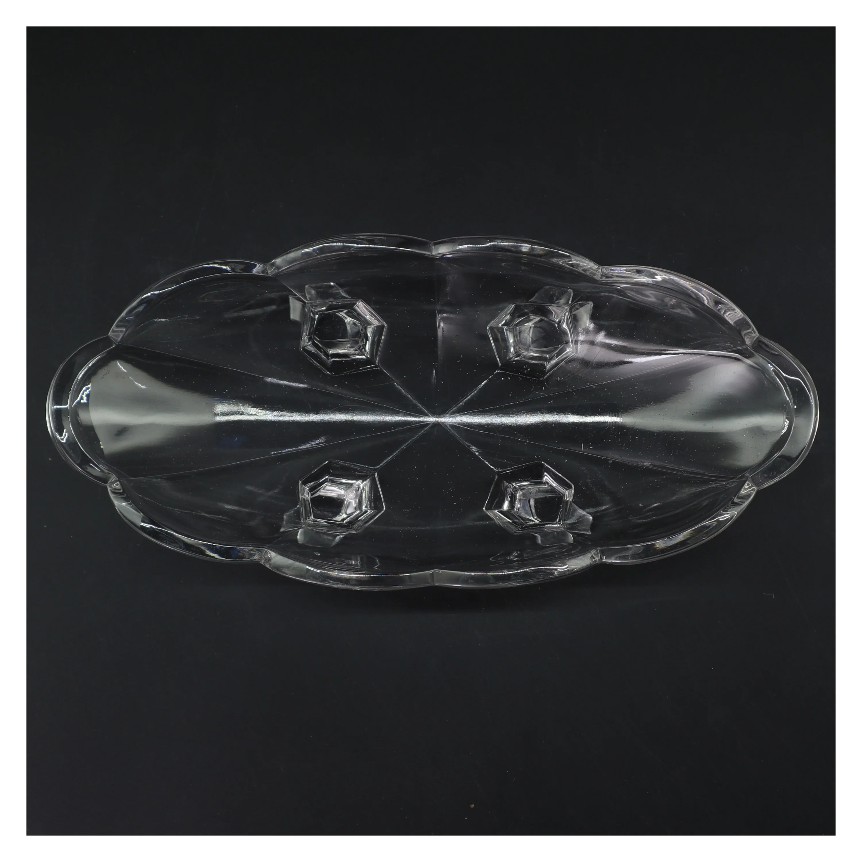 Glas serveringsskål på ben (str. 29 cm)