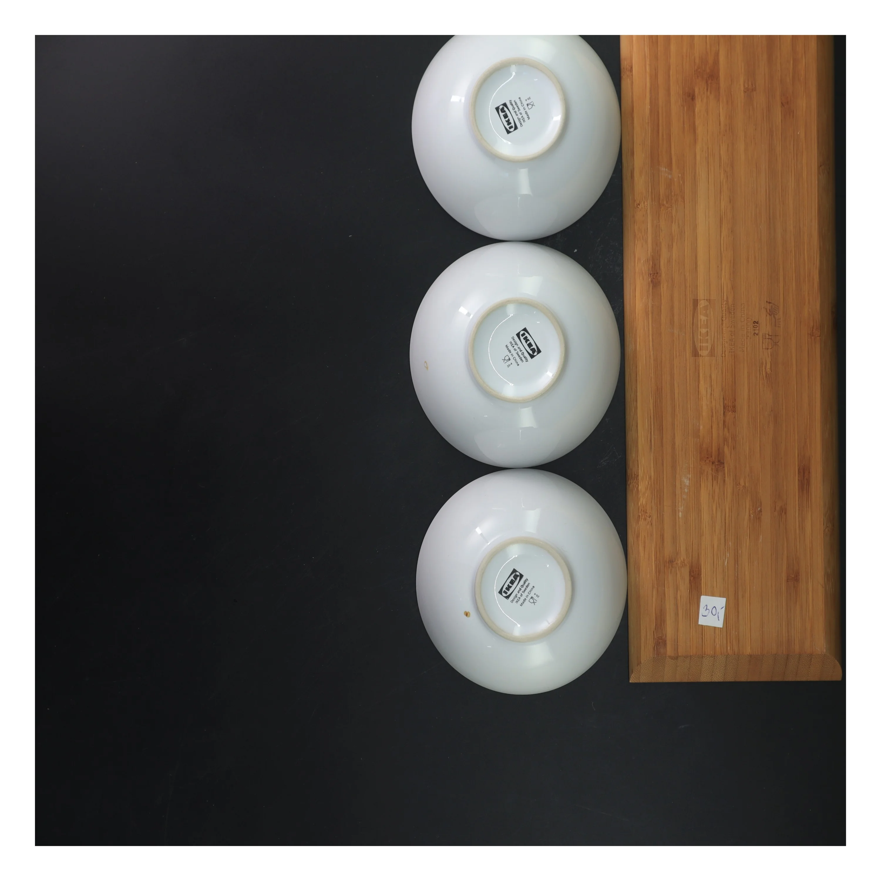 Cabaretfad i træ med 3 skåle 