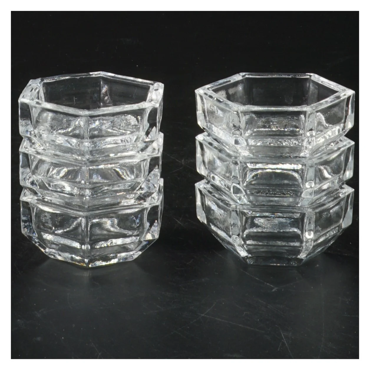 Sæt med seks glasfyrfadsstager (str. Ø. 5,5 cm. 6 styk)