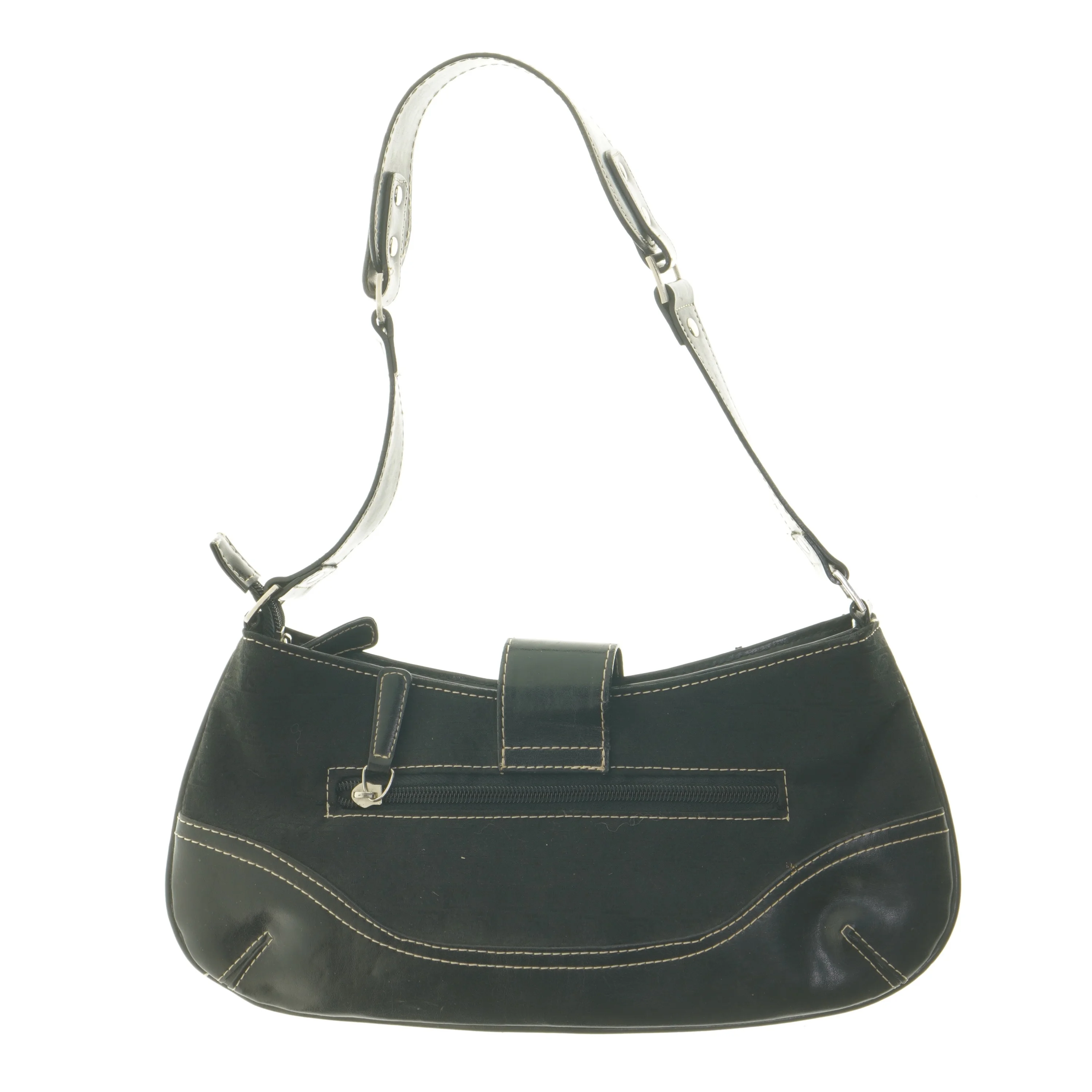 Sort skuldertaske med spænder (str. 15x33 cm)