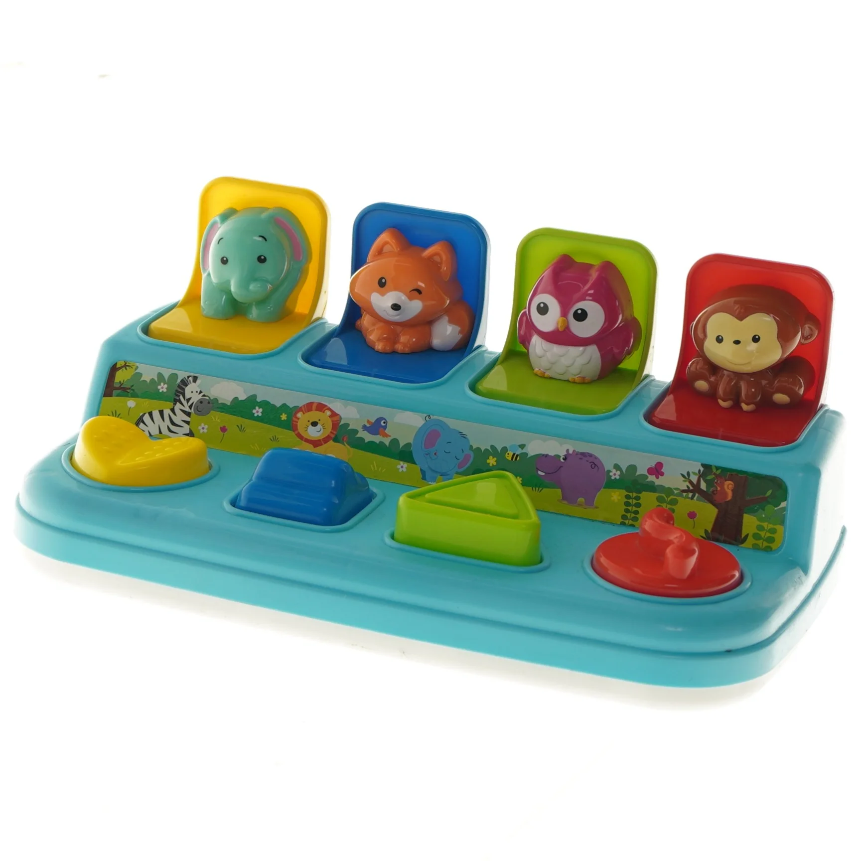 Pop-up legetøj med dyrefigurer (str. 7x15,5x27 cm)