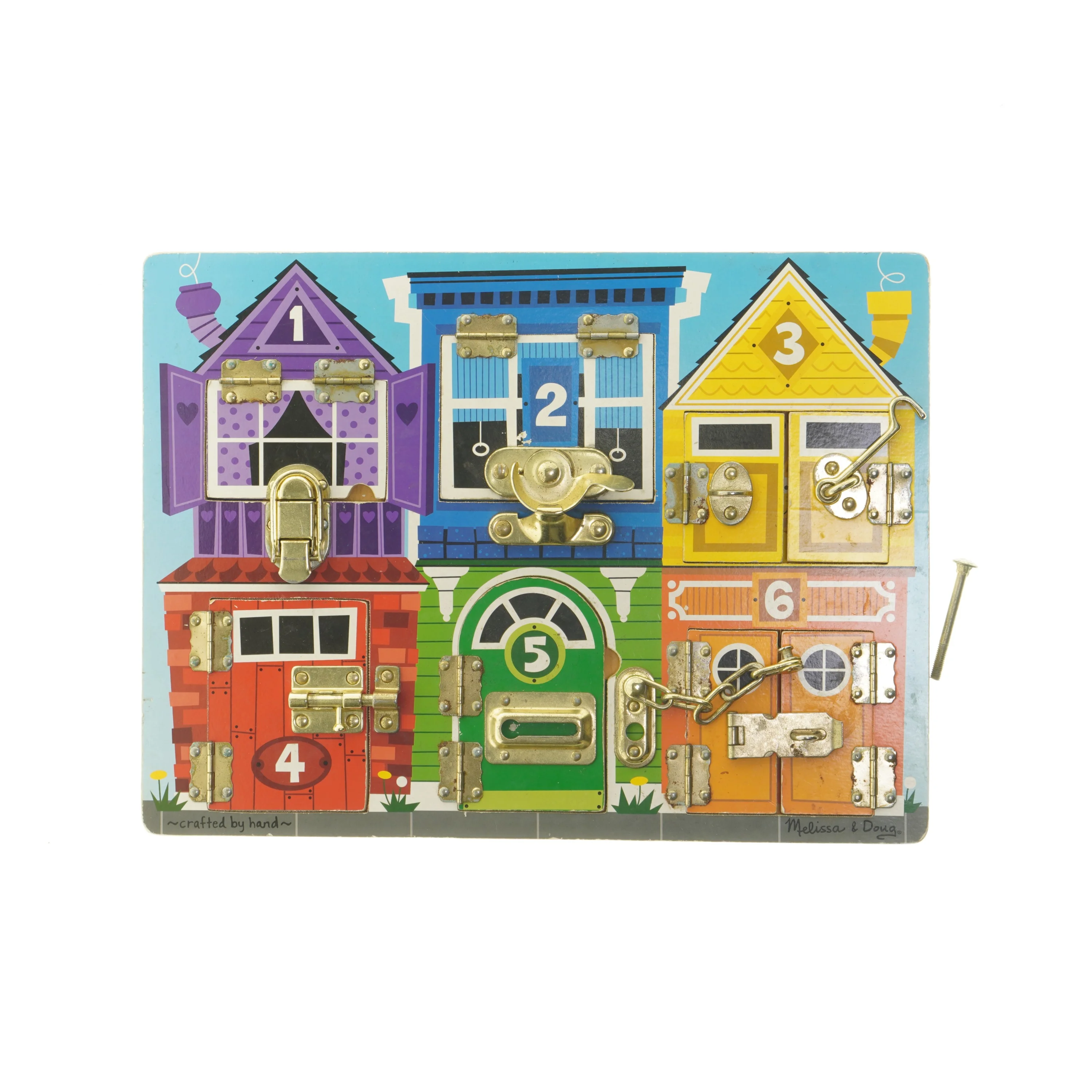 Aktivitetsbr&aelig;t med l&aring;se fra Melissa & Doug (str. 29,5x39,5 cm)