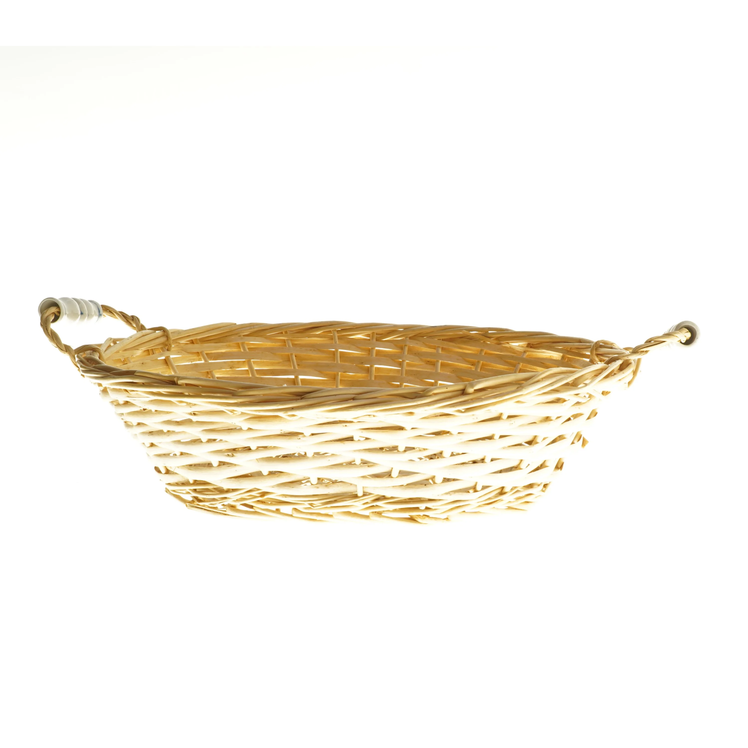 Flettet kurv med porcelænshåndtag (str. 10x28x45 cm)