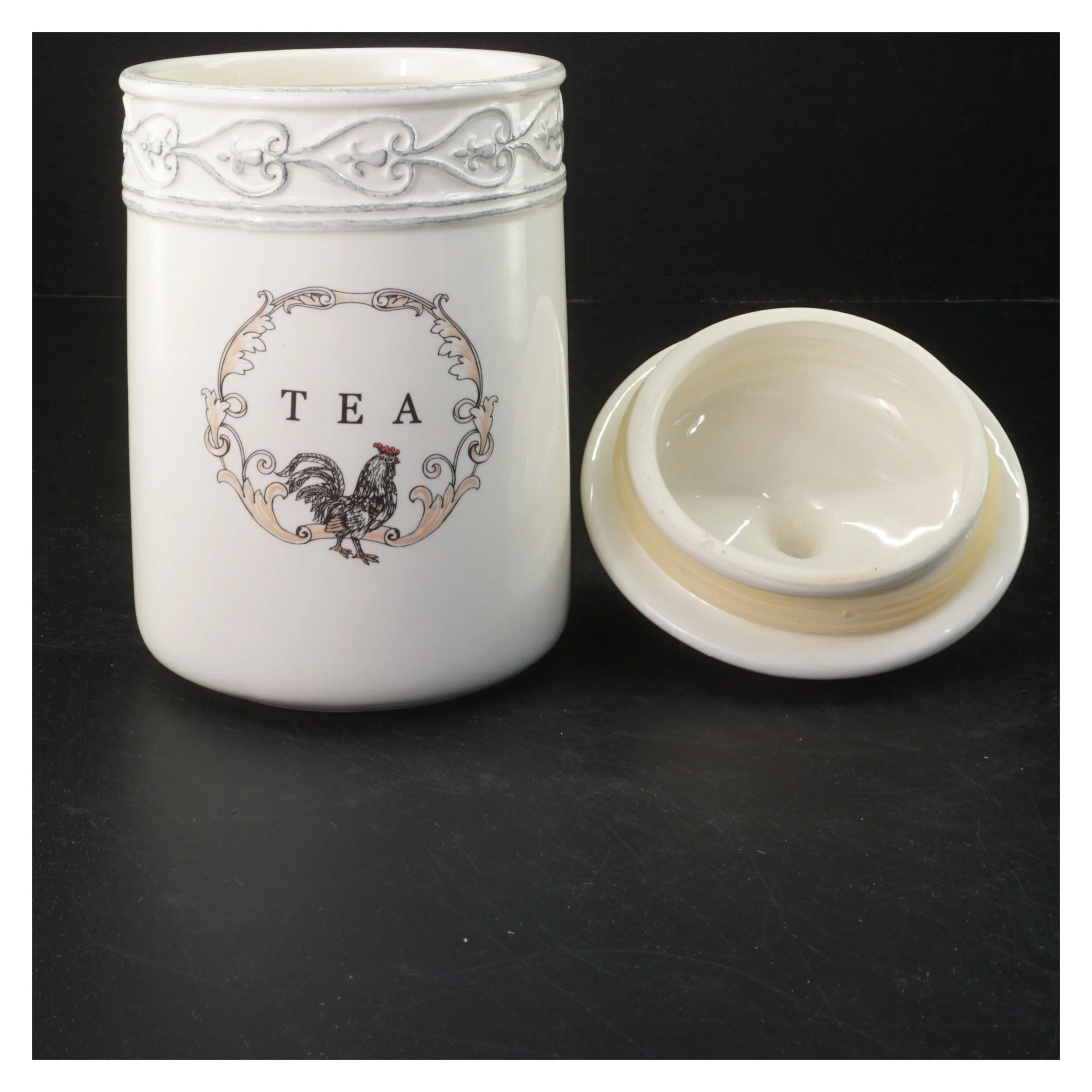 Keramisk tebeholder med låg (str. 20x11 cm)