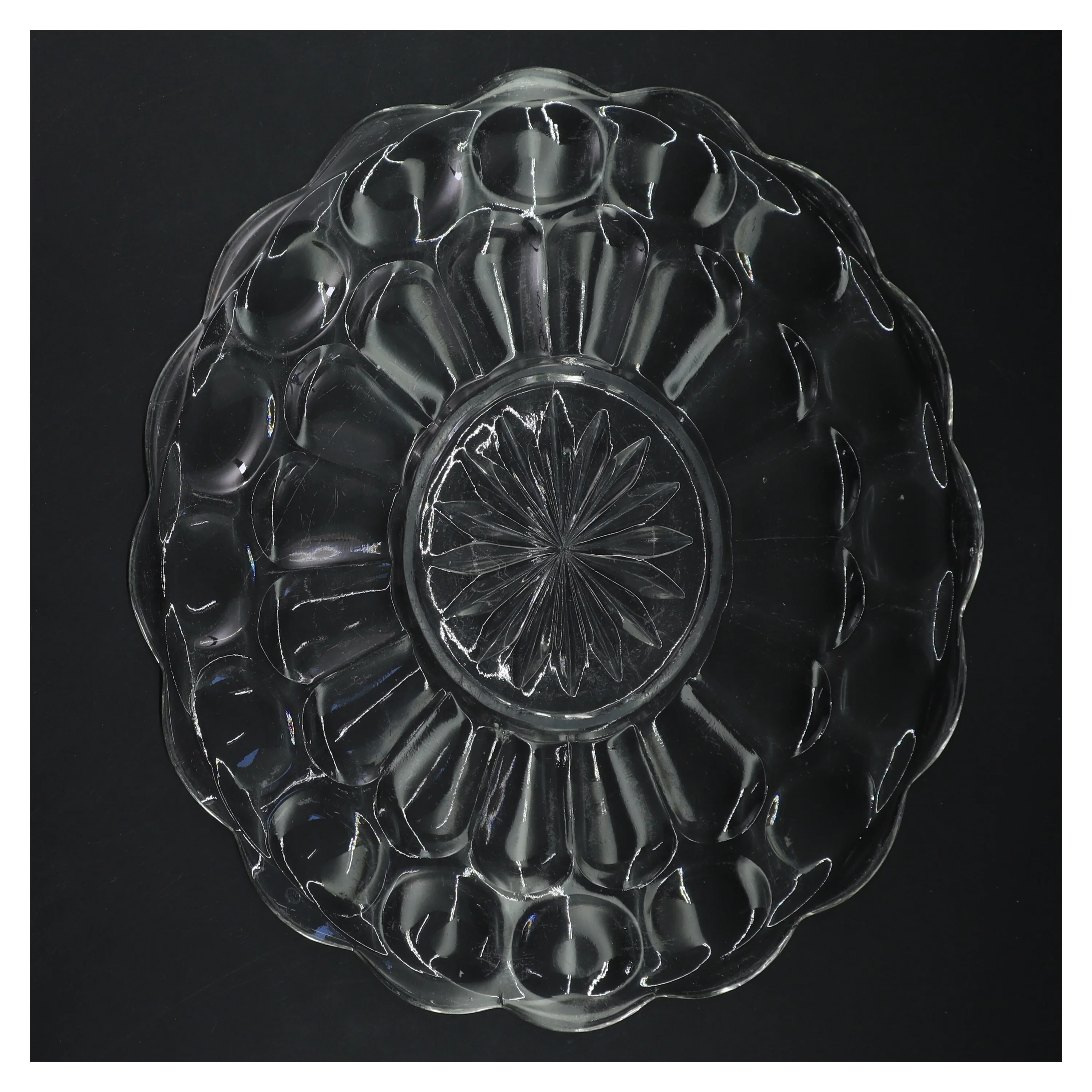 Glasfad med mønster (str. Ø 28 cm)