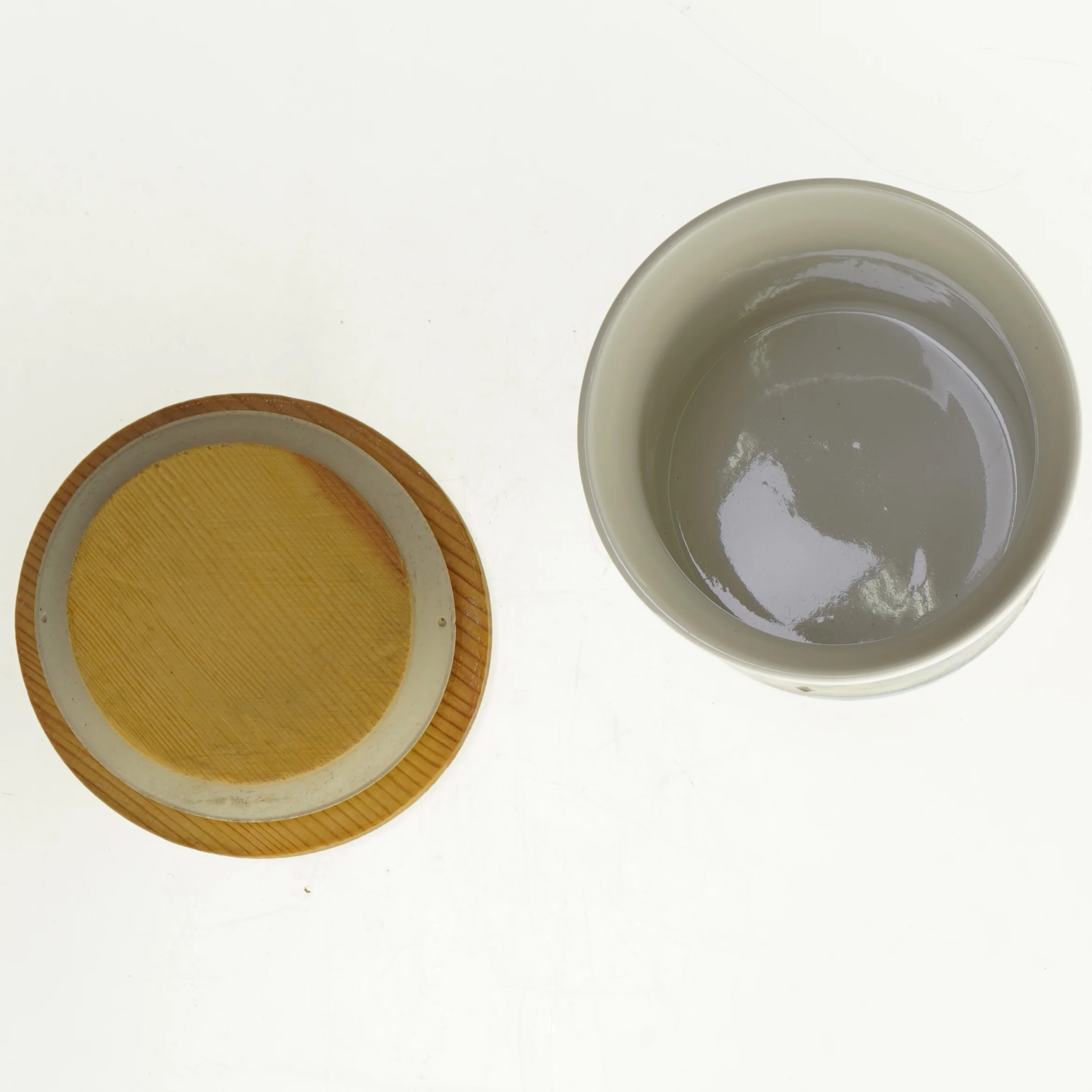 Krukke med julemotiv og låg (str. 12 x 9 cm)