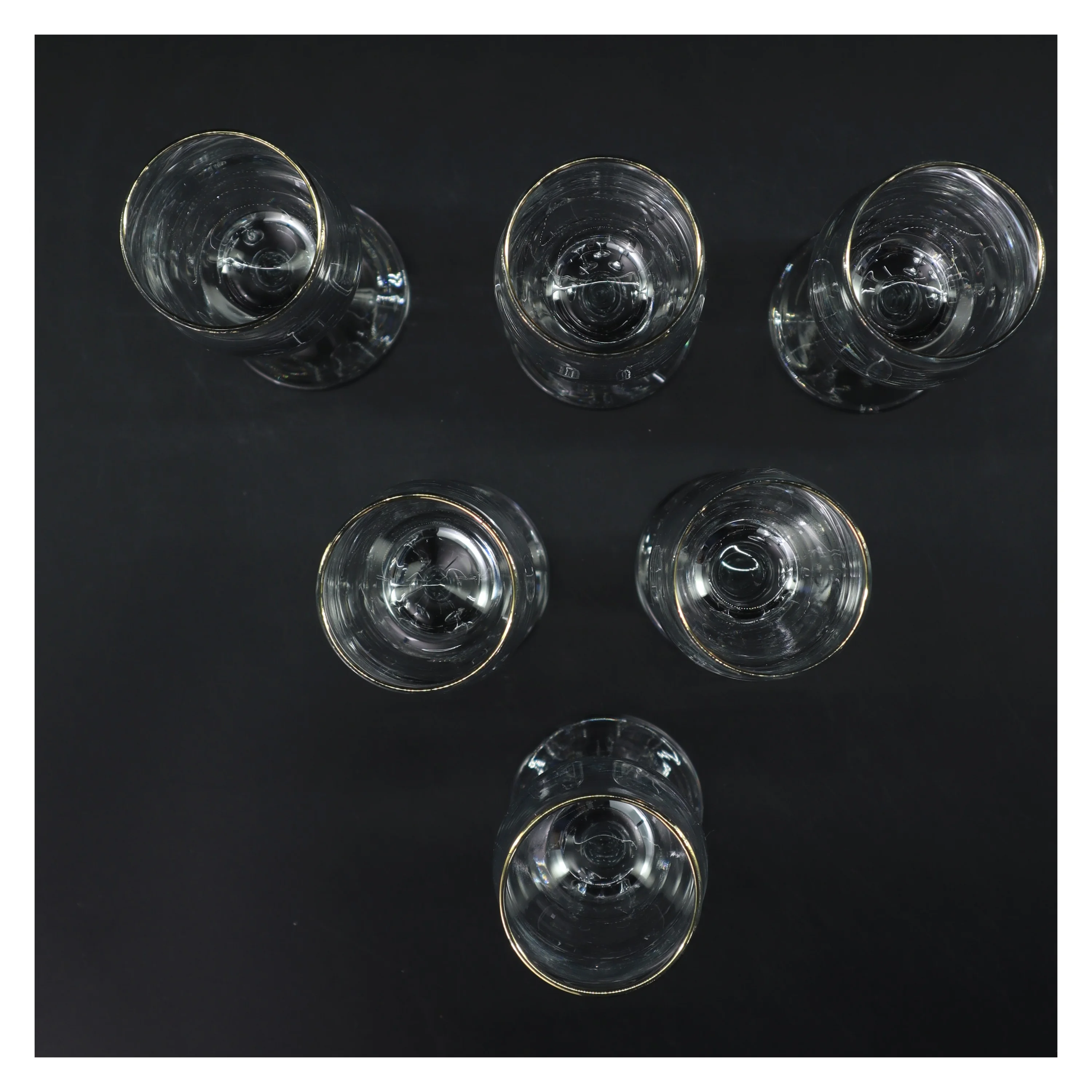 Champagneglas med guldkant, 6 stk (str. 6 stk Ø 5,5 cm længde 20,5 cm)