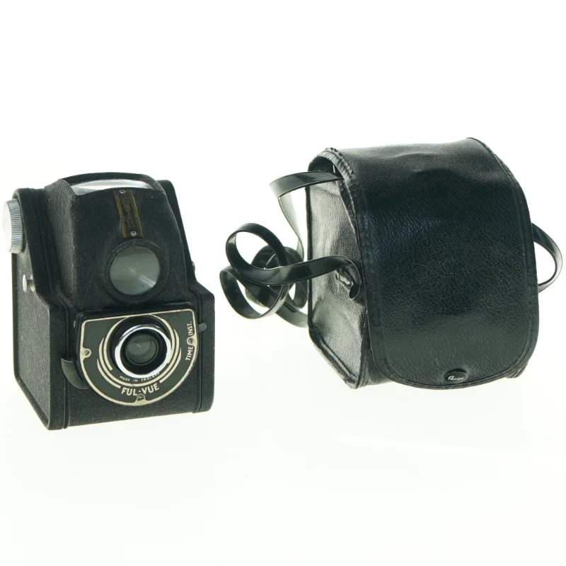 Vintage Ensign Ful-Vue kamera med læderetui fra Ensign (str. 10 x 8 cm)